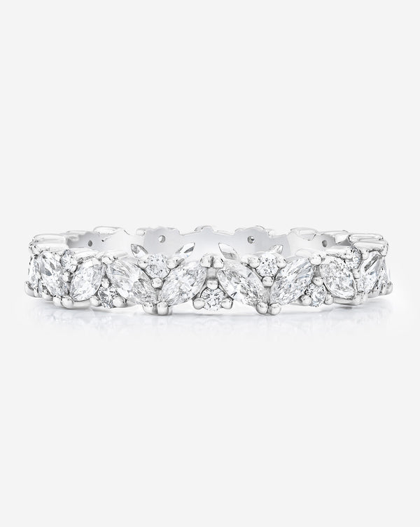 Ring Concierge Marquise Cluster Eternity Band Platinum flat lay image