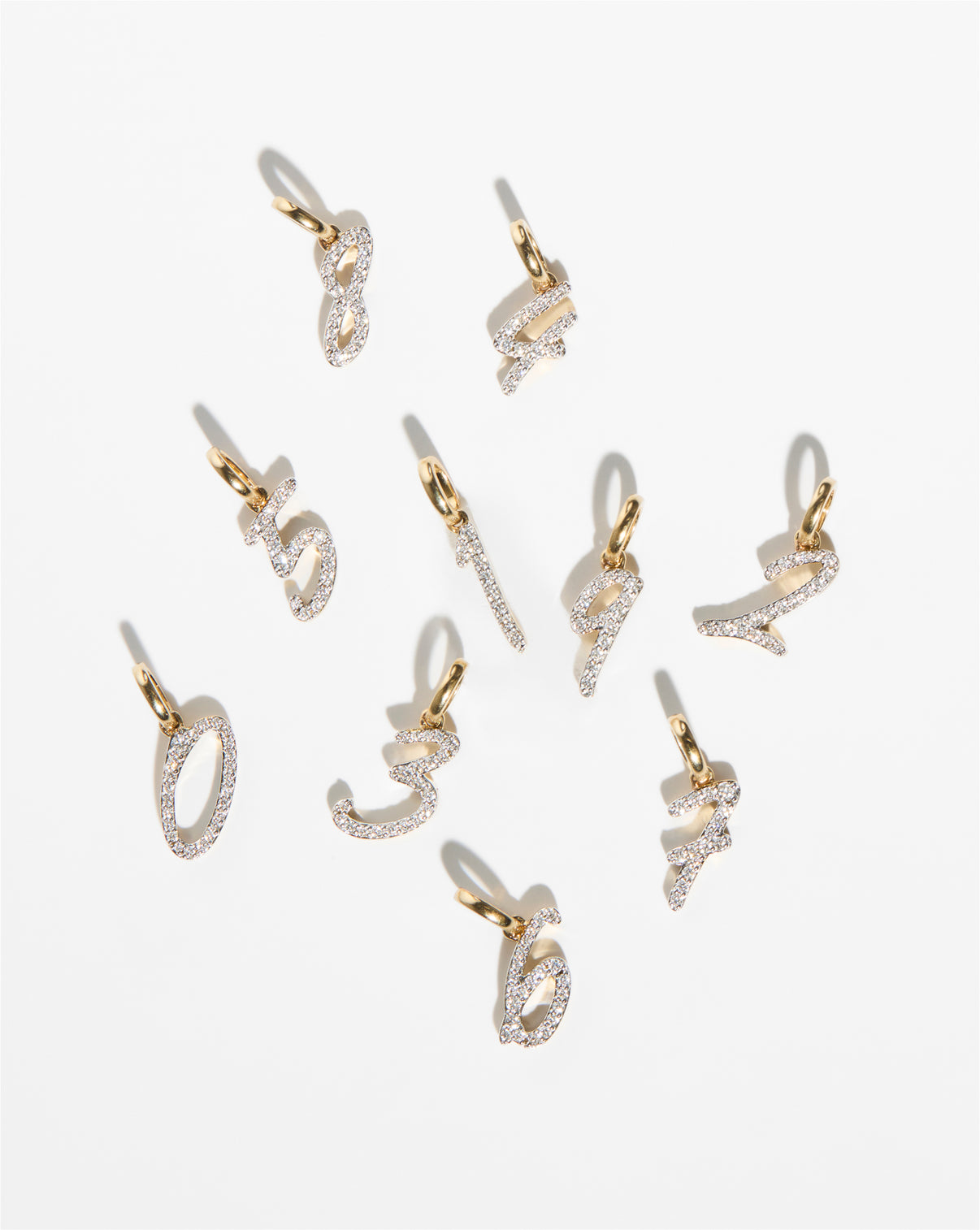 Multiple diamond number pendant scattered