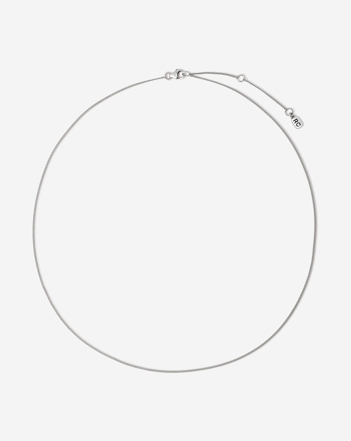 ghost image of diamond cut curb chain necklace in 14k white gold top view