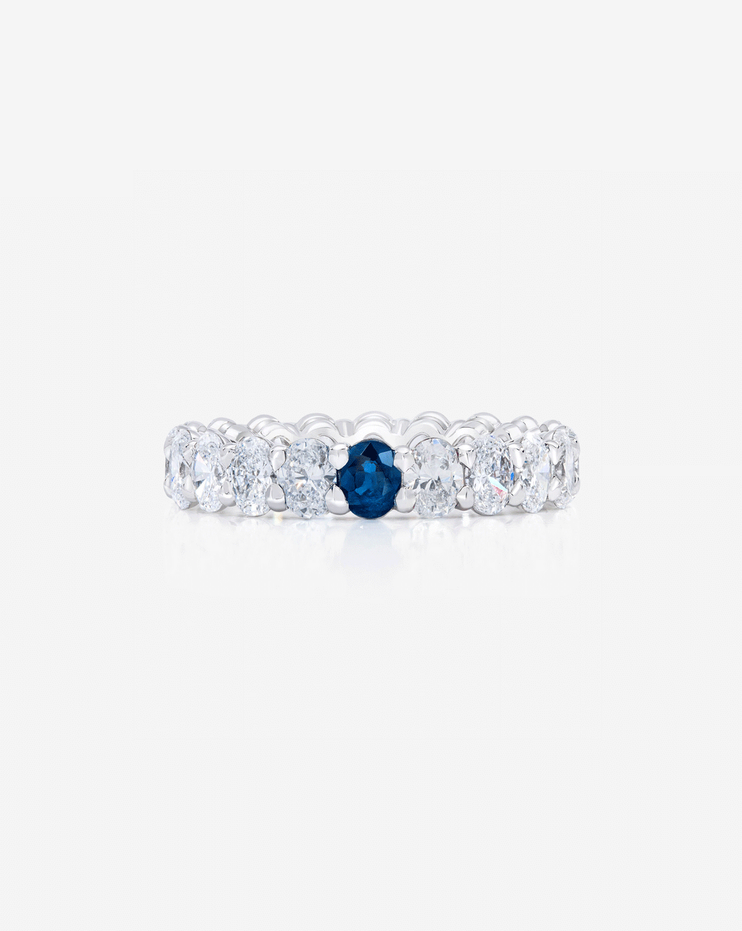 Oval Diamond and Birthstone Eternity Band gif Platinum global
