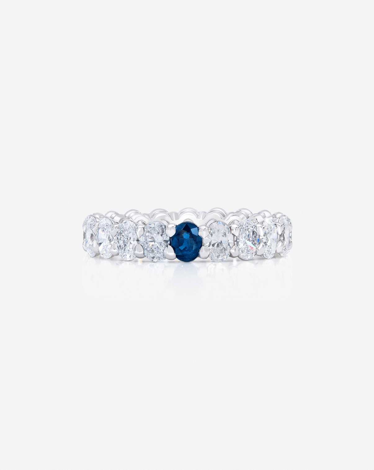 Oval Diamond and Birthstone Eternity Band gif Platinum global