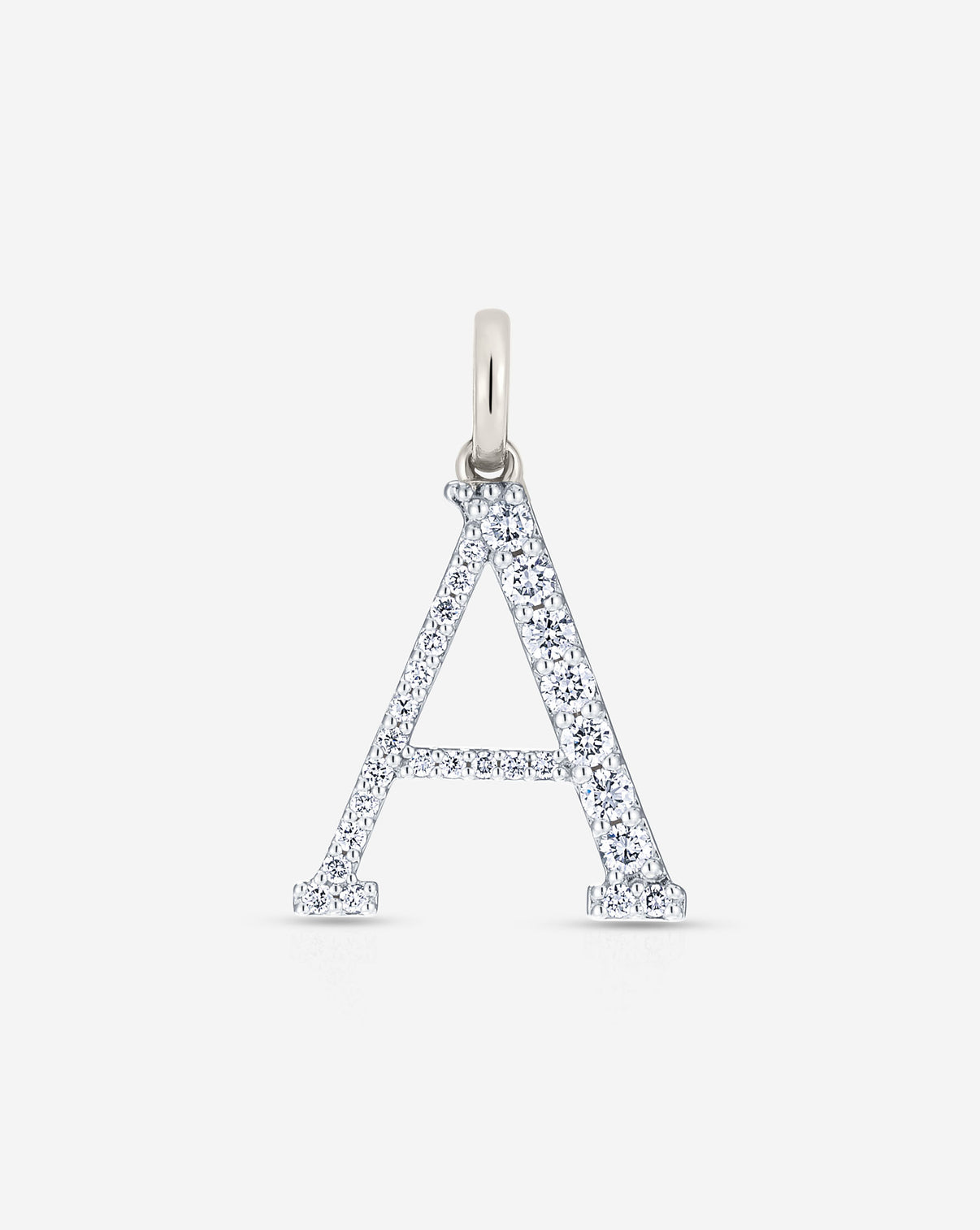 Large Diamond Initial Pendant letter A in 14k white gold