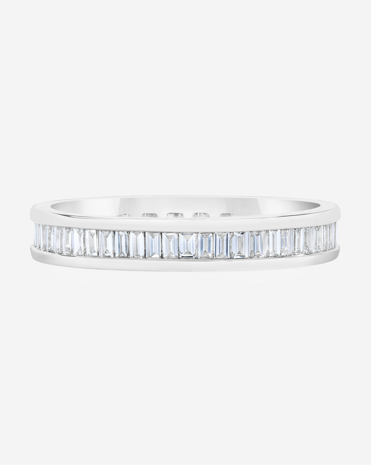 Baguette Diamond Channel Set Eternity  Band in 14K White Gold