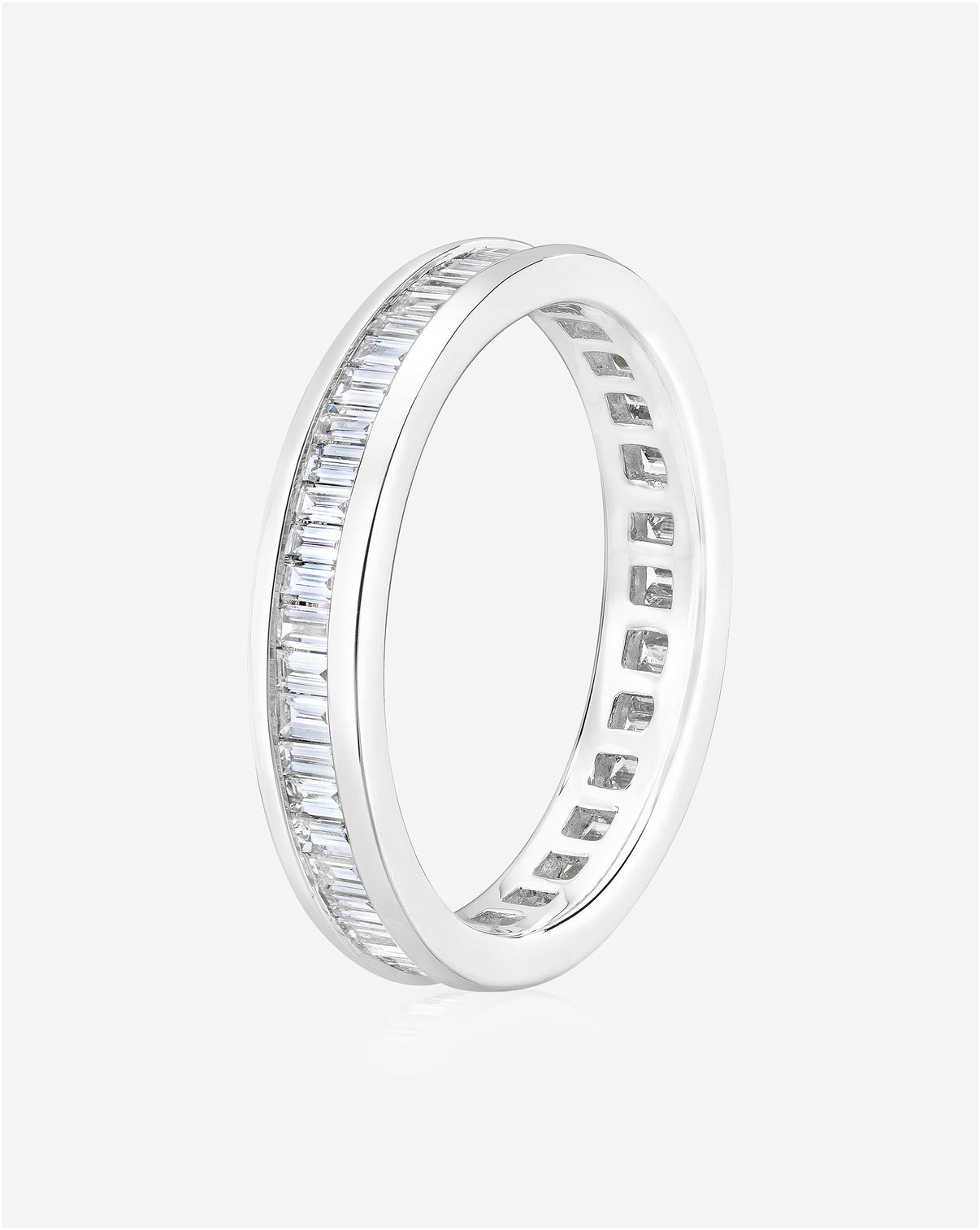 Baguette Diamond Channel Set Eternity  Band in 14K White Gold
