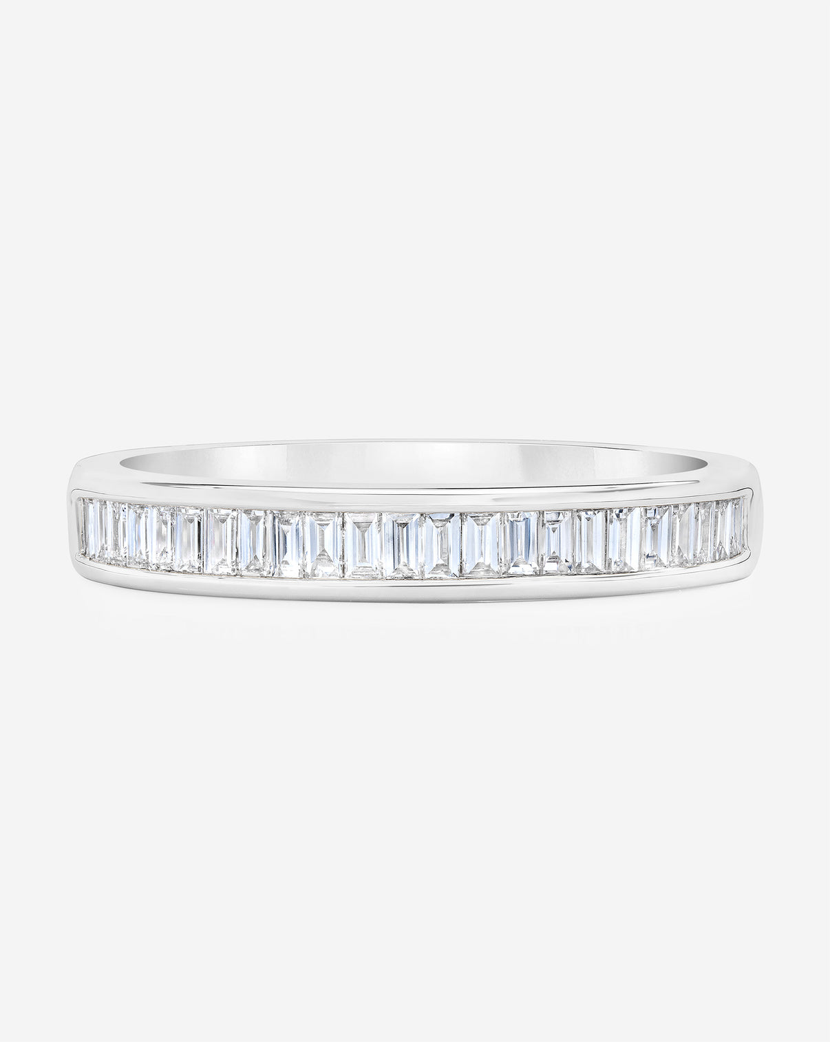 Baguette Diamond Channel Set Half Eternity Band in 14K White Gold