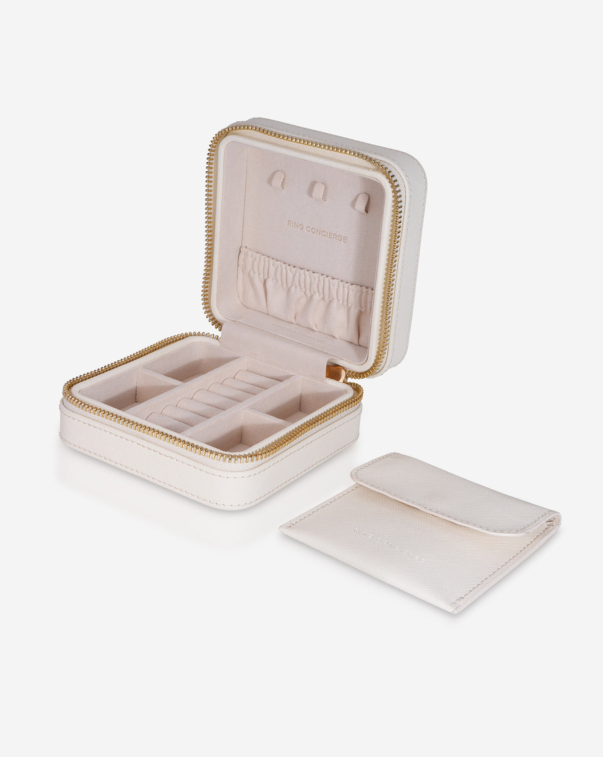 Mini Leather Jewelry Case in cream product still image