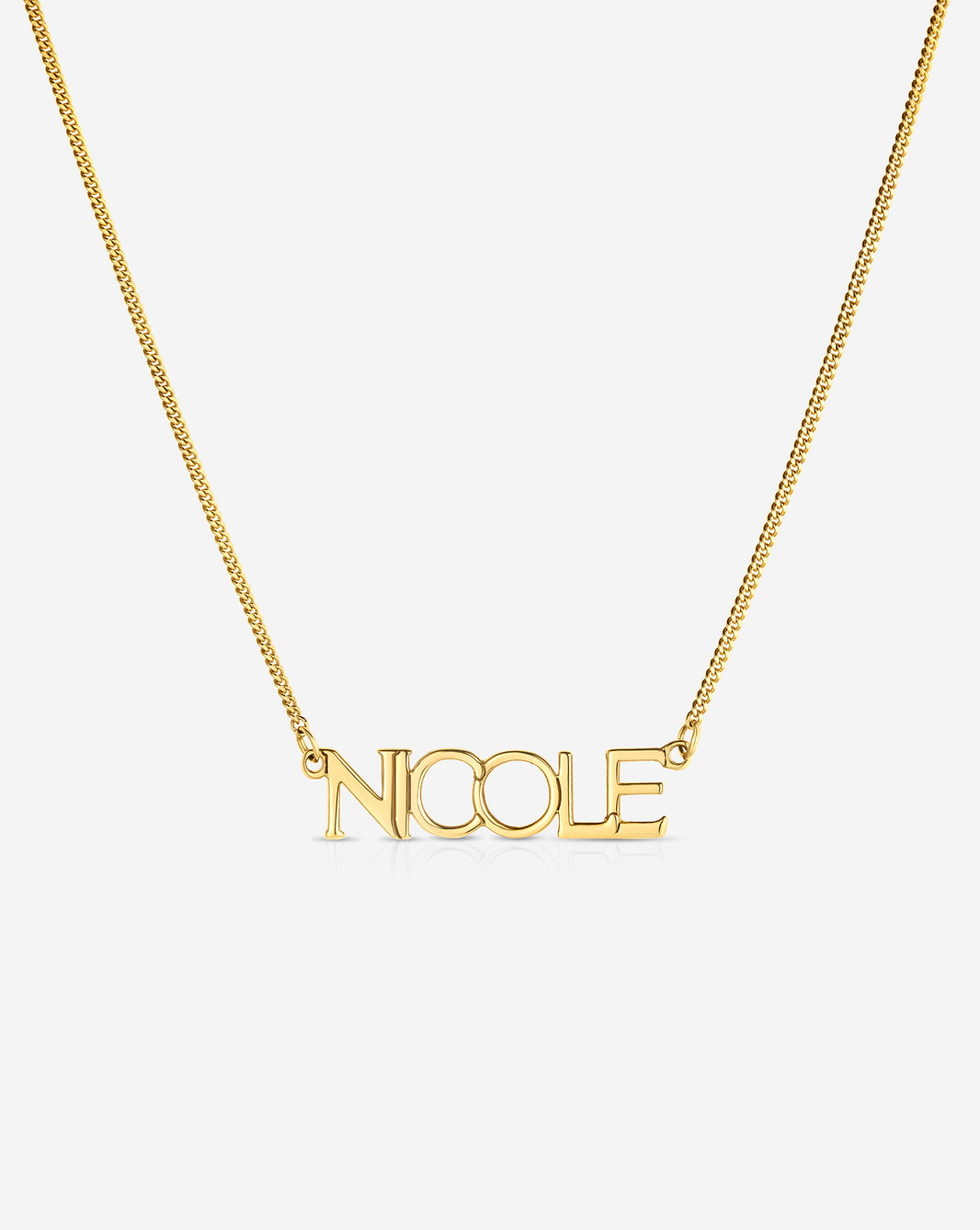 Personalized Block Name Necklace in 14k yellow gold
