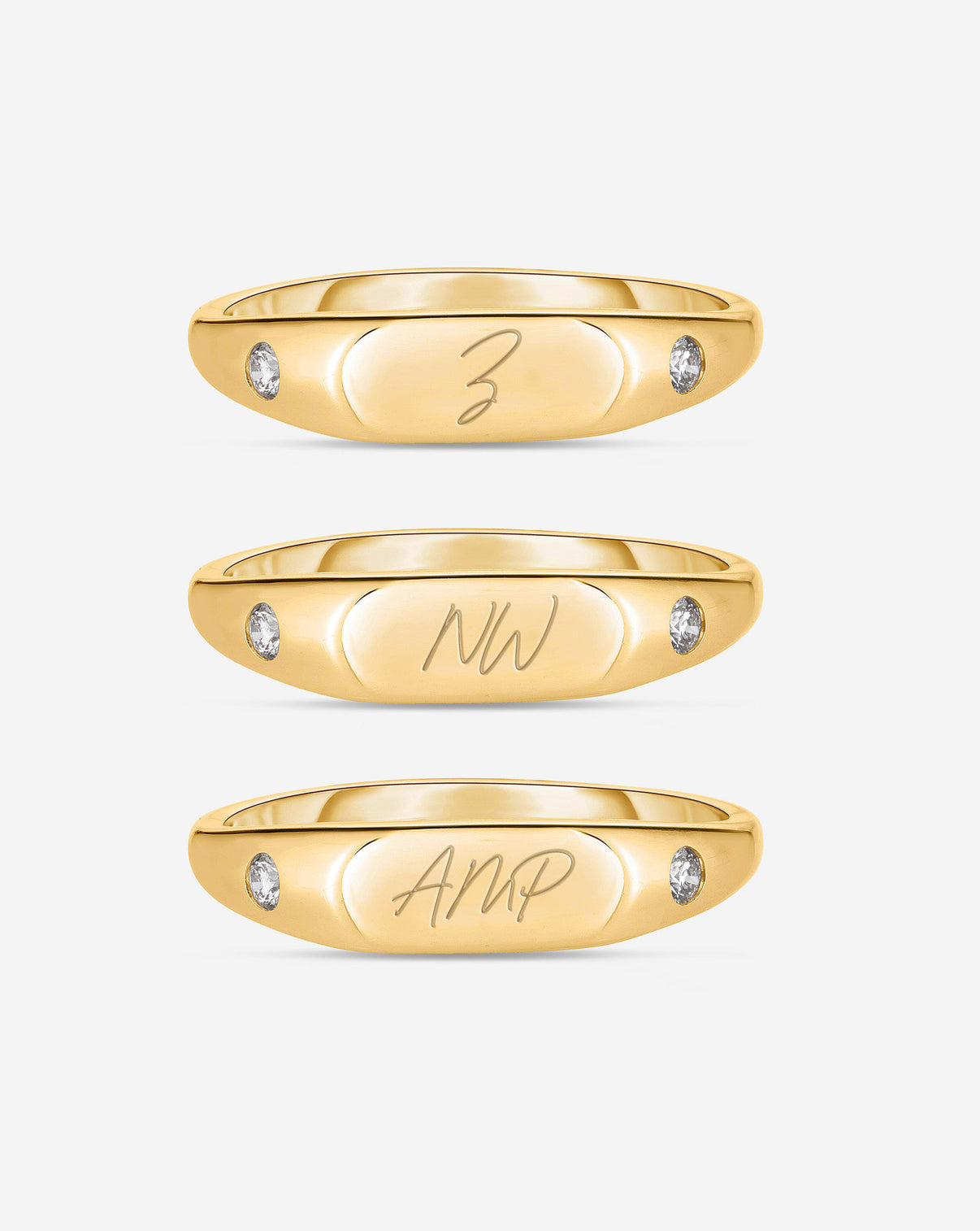 Duo Diamond Signet Ring engraved composite Constane font