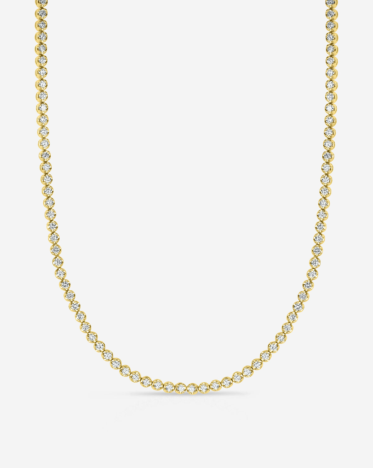 2-in-1 Diamond Tennis Necklace + Bracelet as a necklace in yellow gold