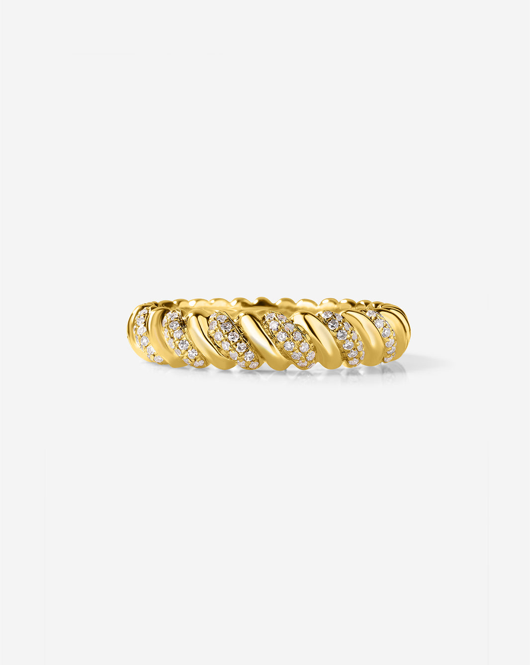 Wavy Diamond Ring featuring sparkling diamonds set in an elegant wave pattern, shown on white background