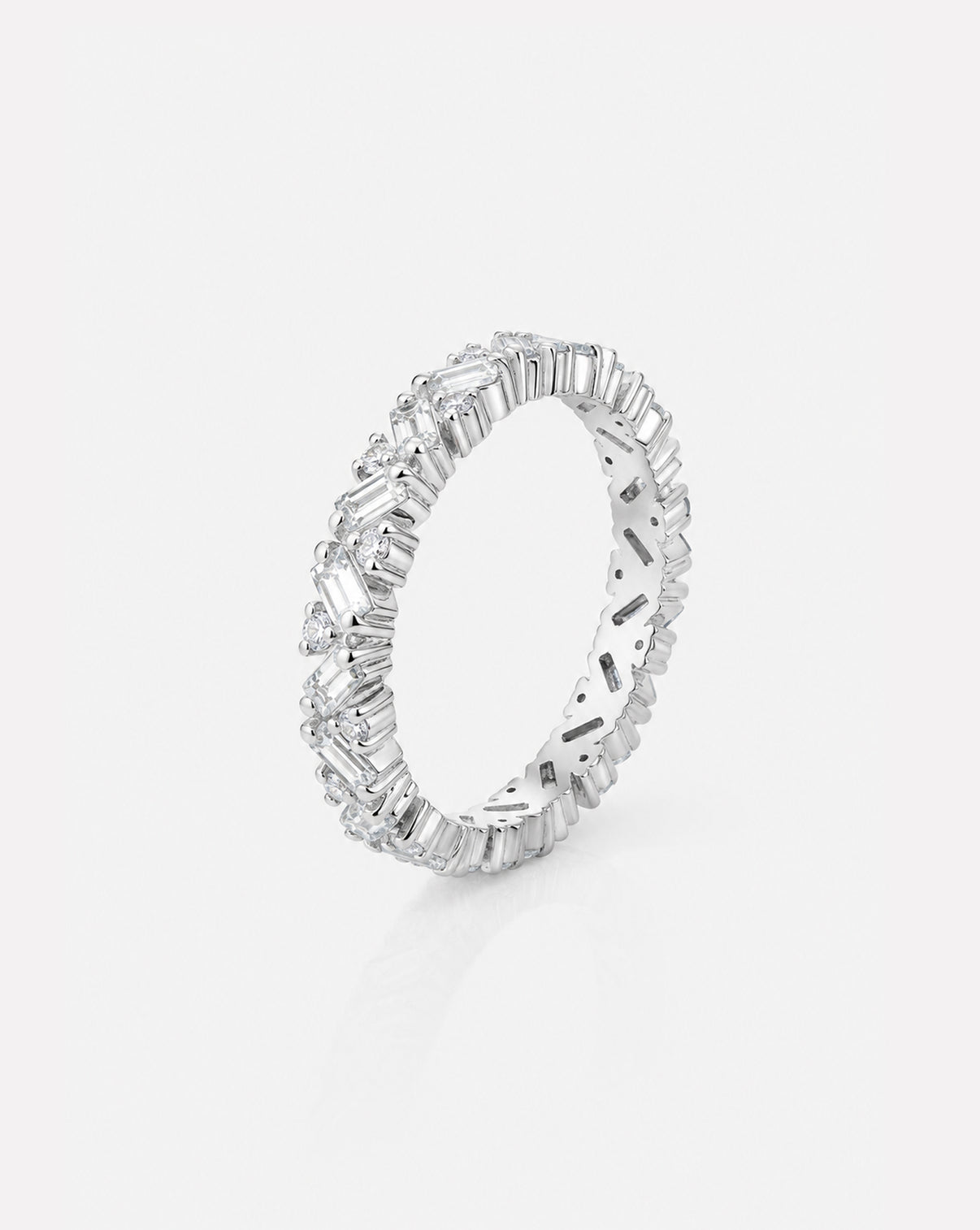 Ring Concierge Baguette Cluster Eternity Band Platinum flat image side view