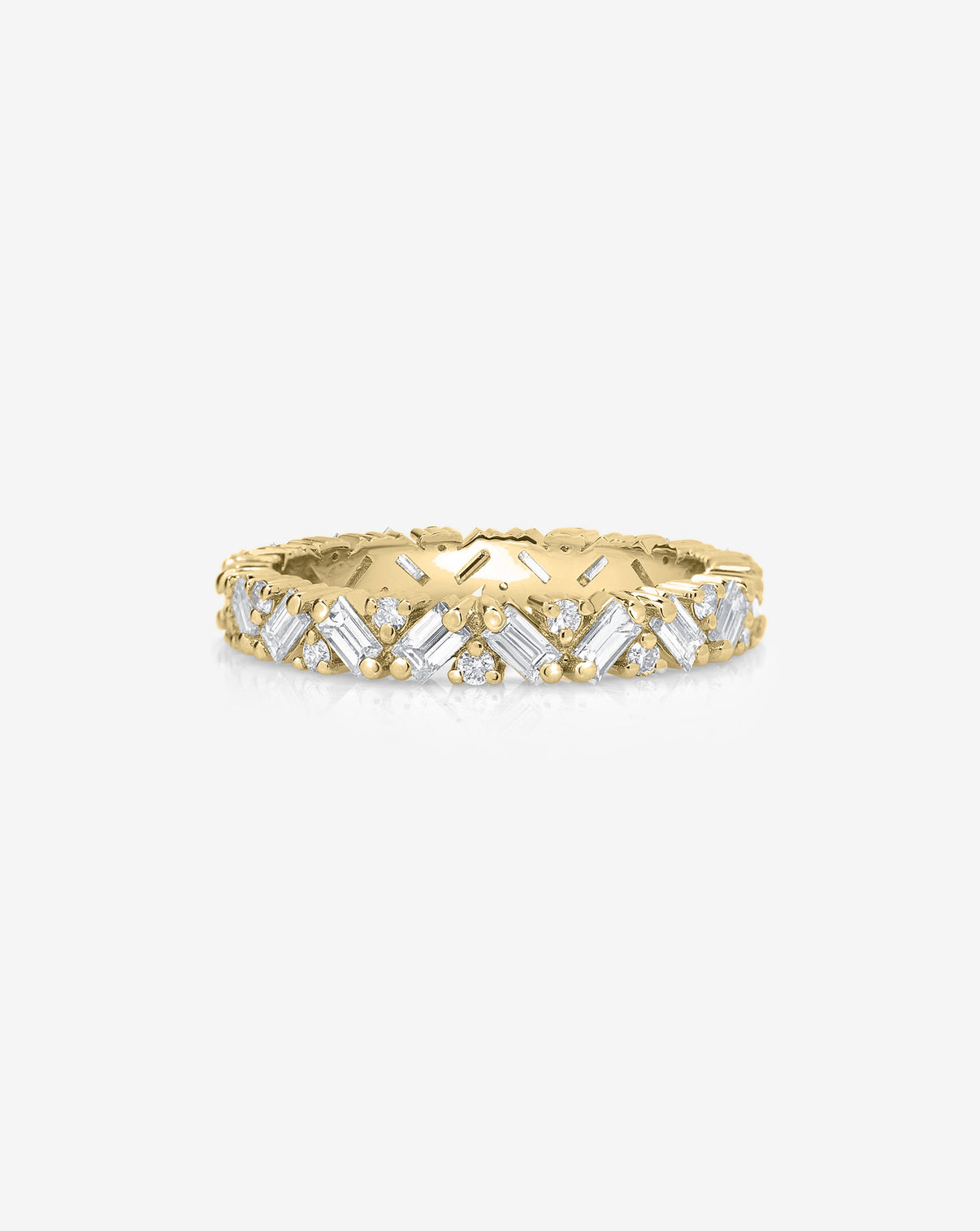 Ring Concierge Baguette Cluster Eternity Band 14k Yellow Gold flat lay image