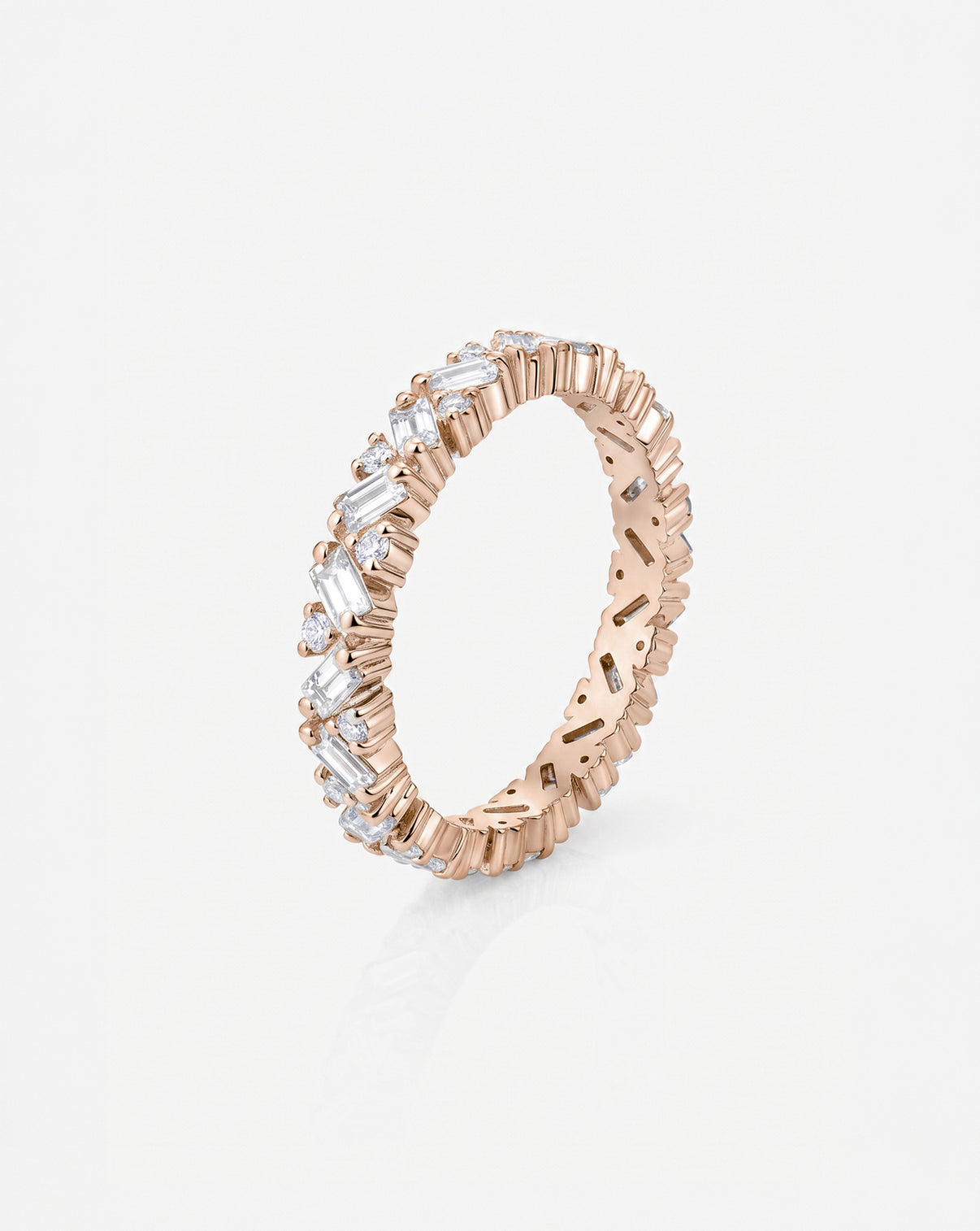 Ring Concierge Baguette Cluster Eternity Band 14k Rose Gold flat lay image side view