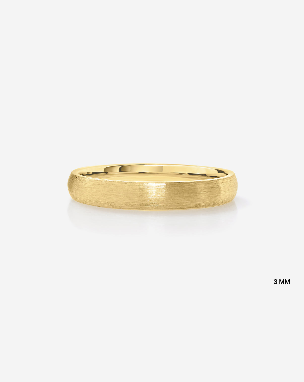 3 mm Satin Comfort fit Wedding Band in 14k Yellow Gold on white background