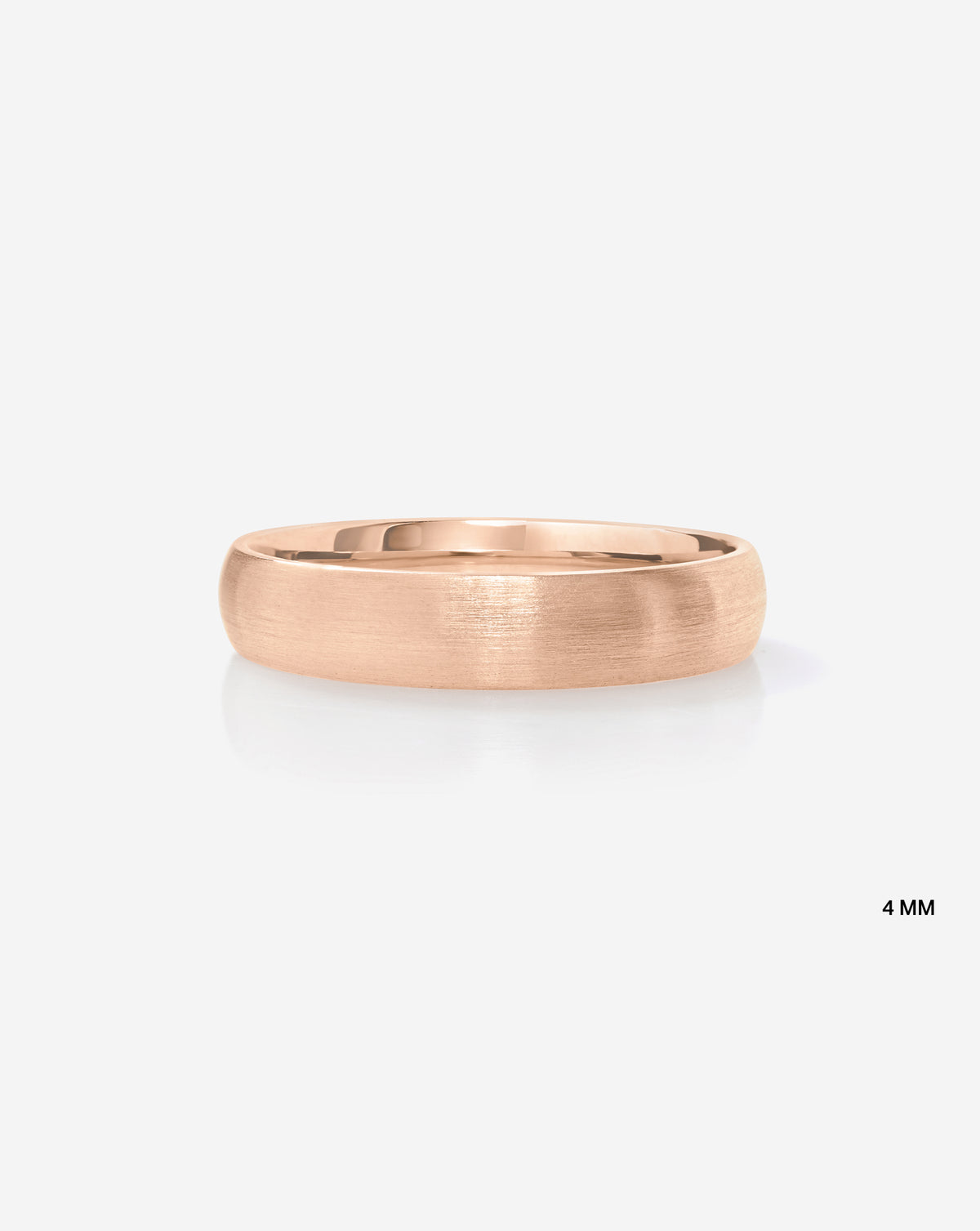 4 mm Satin Comfort Fit Wedding Band in 14k Rose Gold on white background