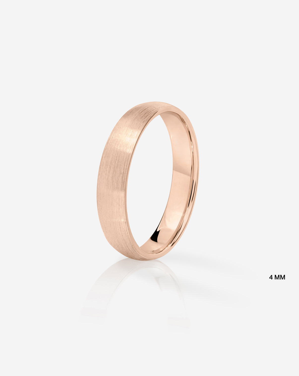 4 mm Satin Comfort Fit Wedding Band side view in 14k Rose Gold on white background