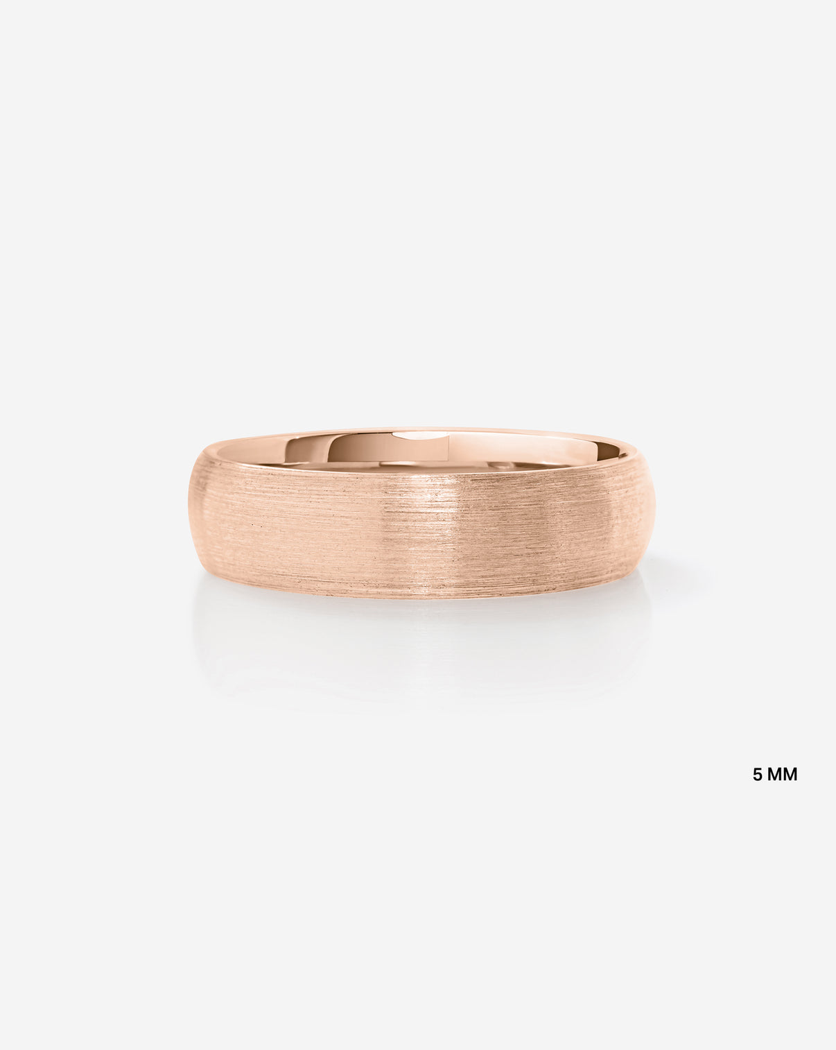 5mm Satin Comfort Fit Wedding Band in 14k Rose Gold on white background