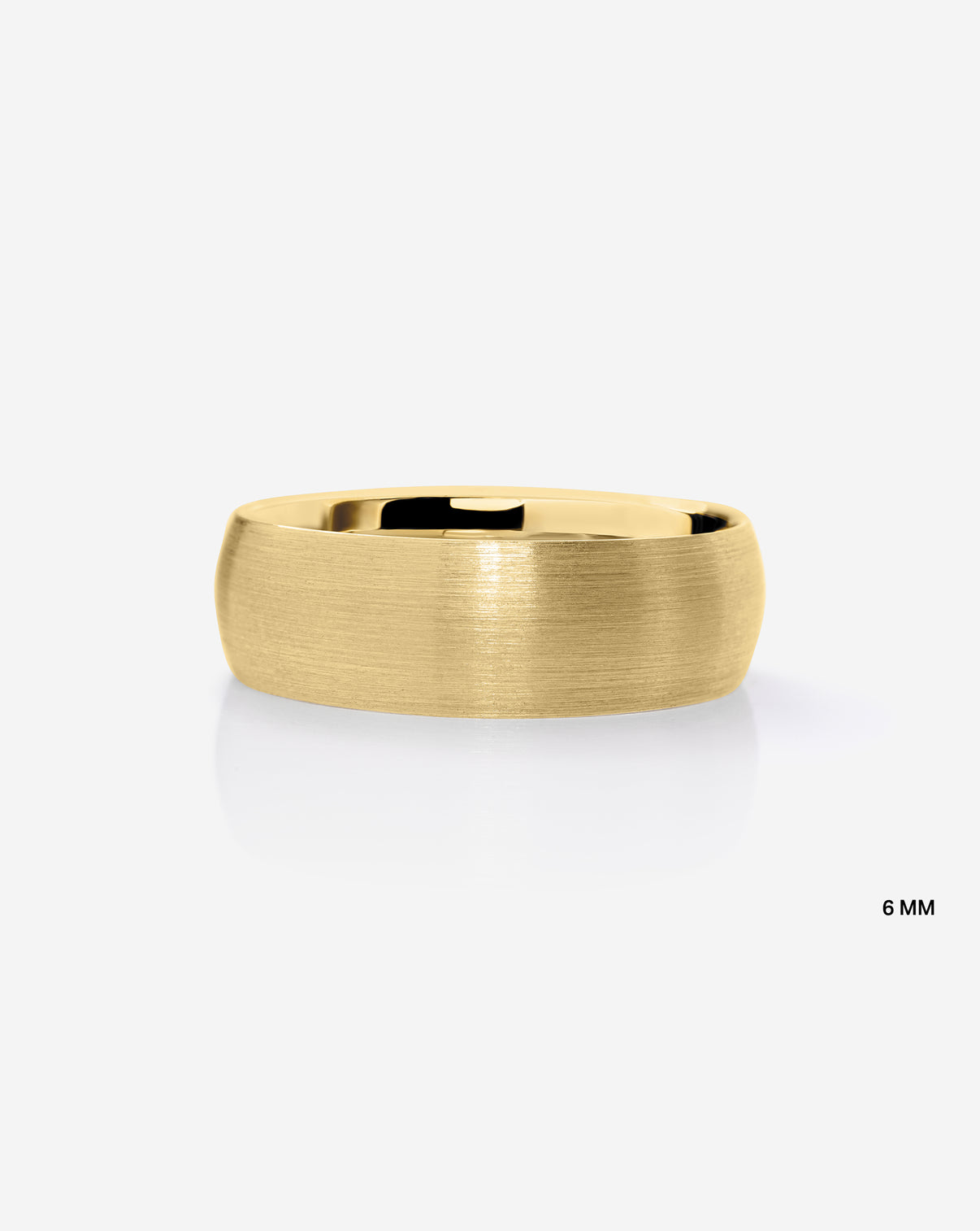 6 mm Satin Comfort Fit Wedding Band in 14k Yellow Gold on white background