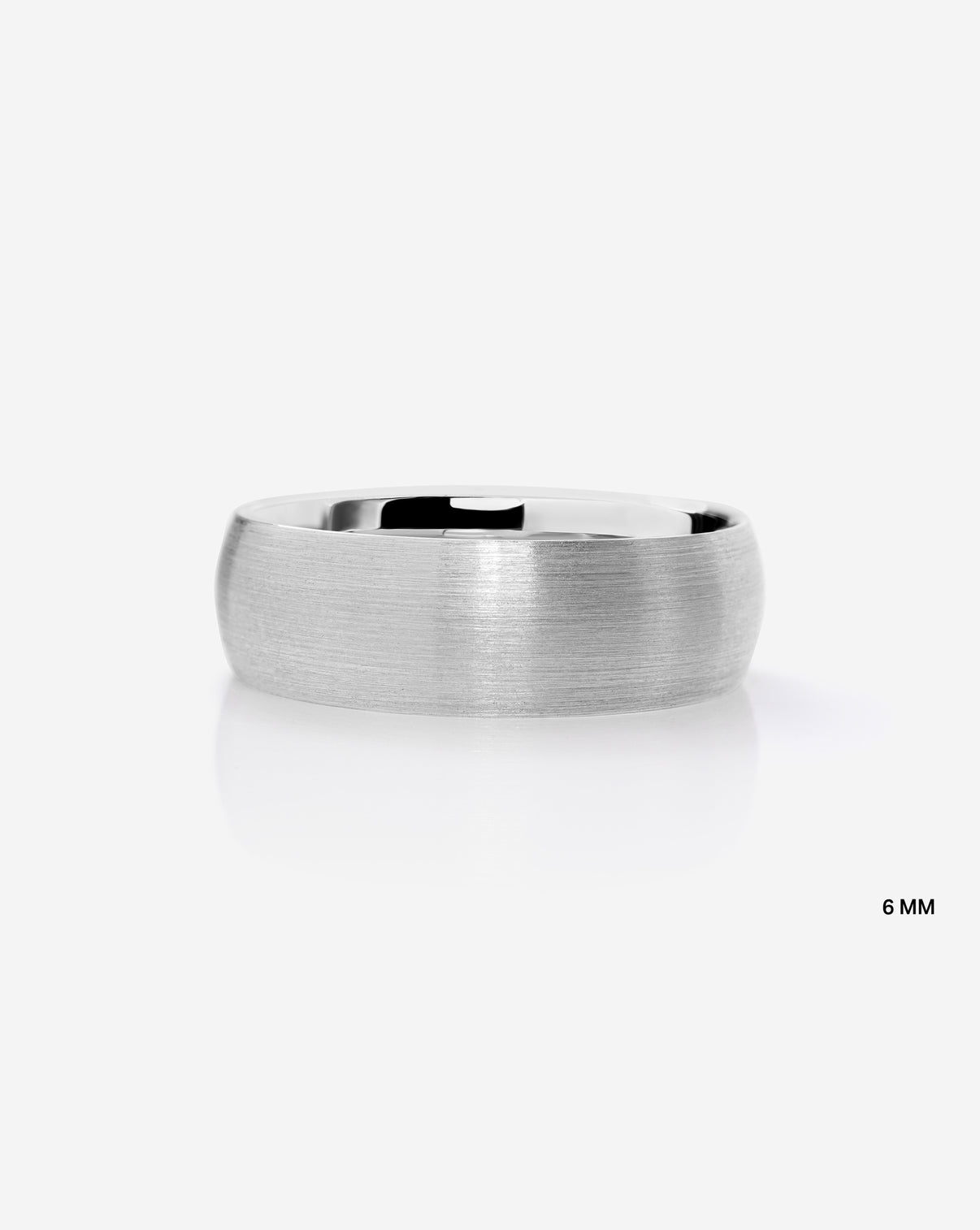 6 mm Satin Comfort Fit Wedding Band in Platinum on white background
