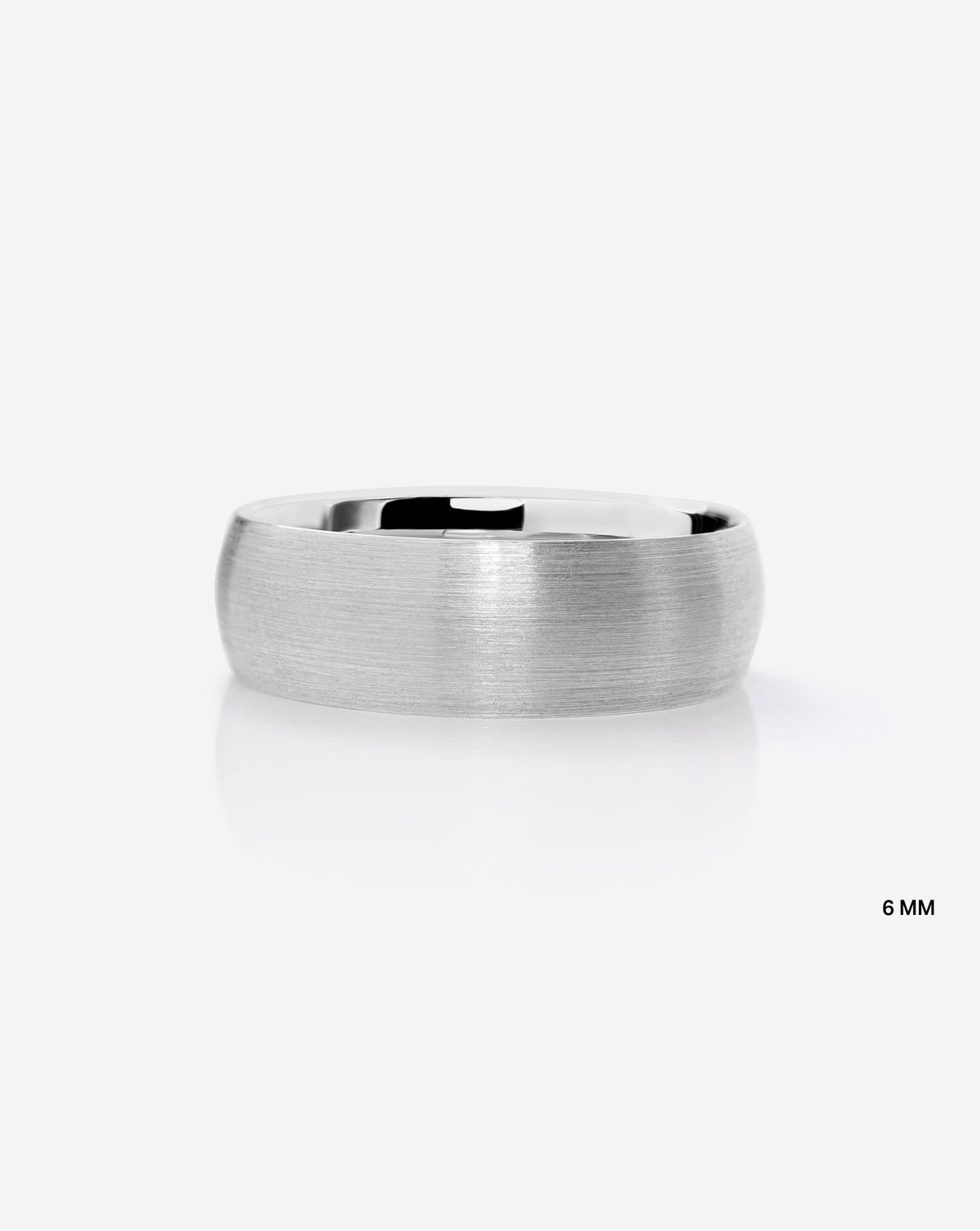 6 mm Satin Comfort Fit Wedding Band in 14k White Gold on white background