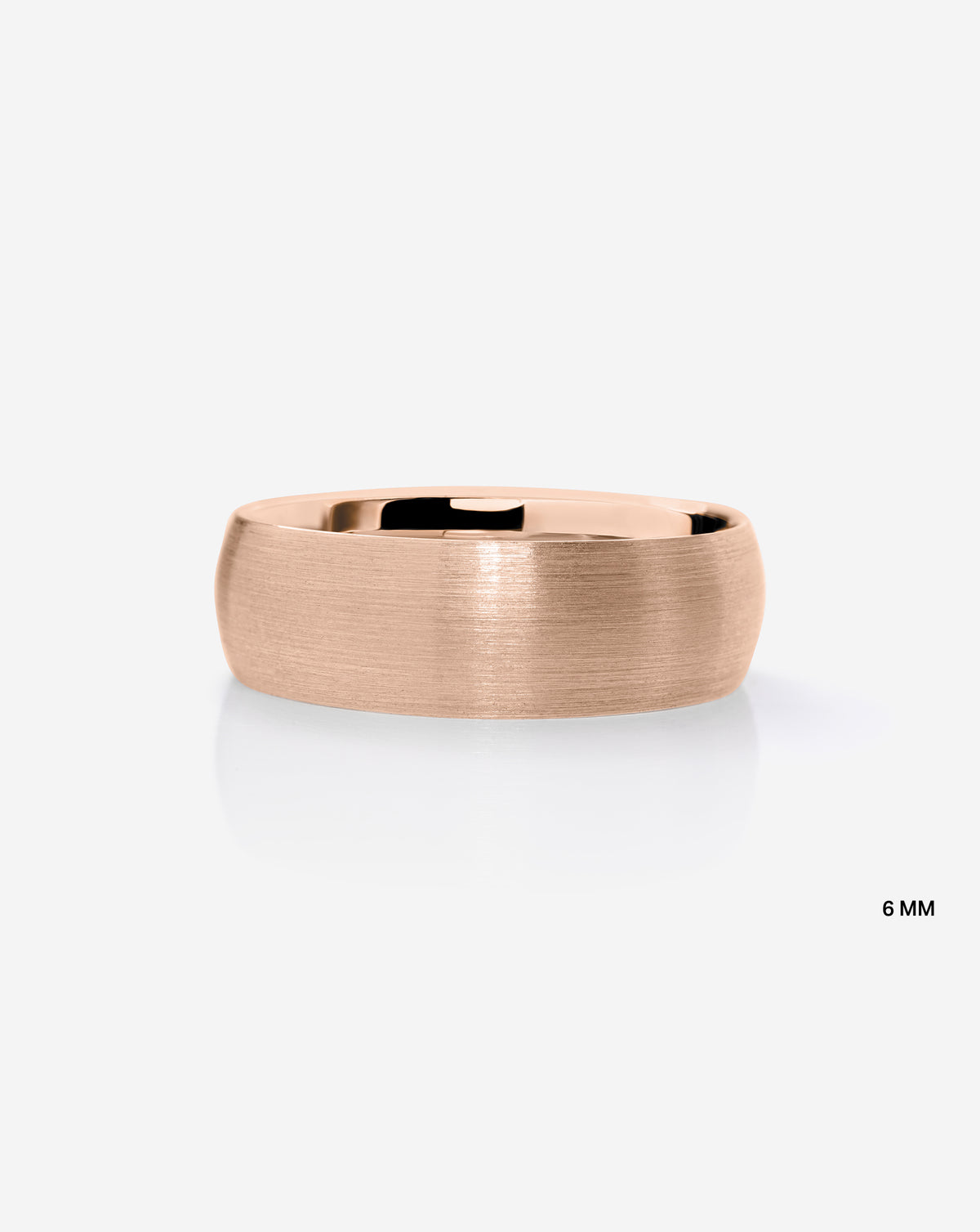 6 mm Satin Comfort Fit Wedding Band in 14k Rose Gold on white background