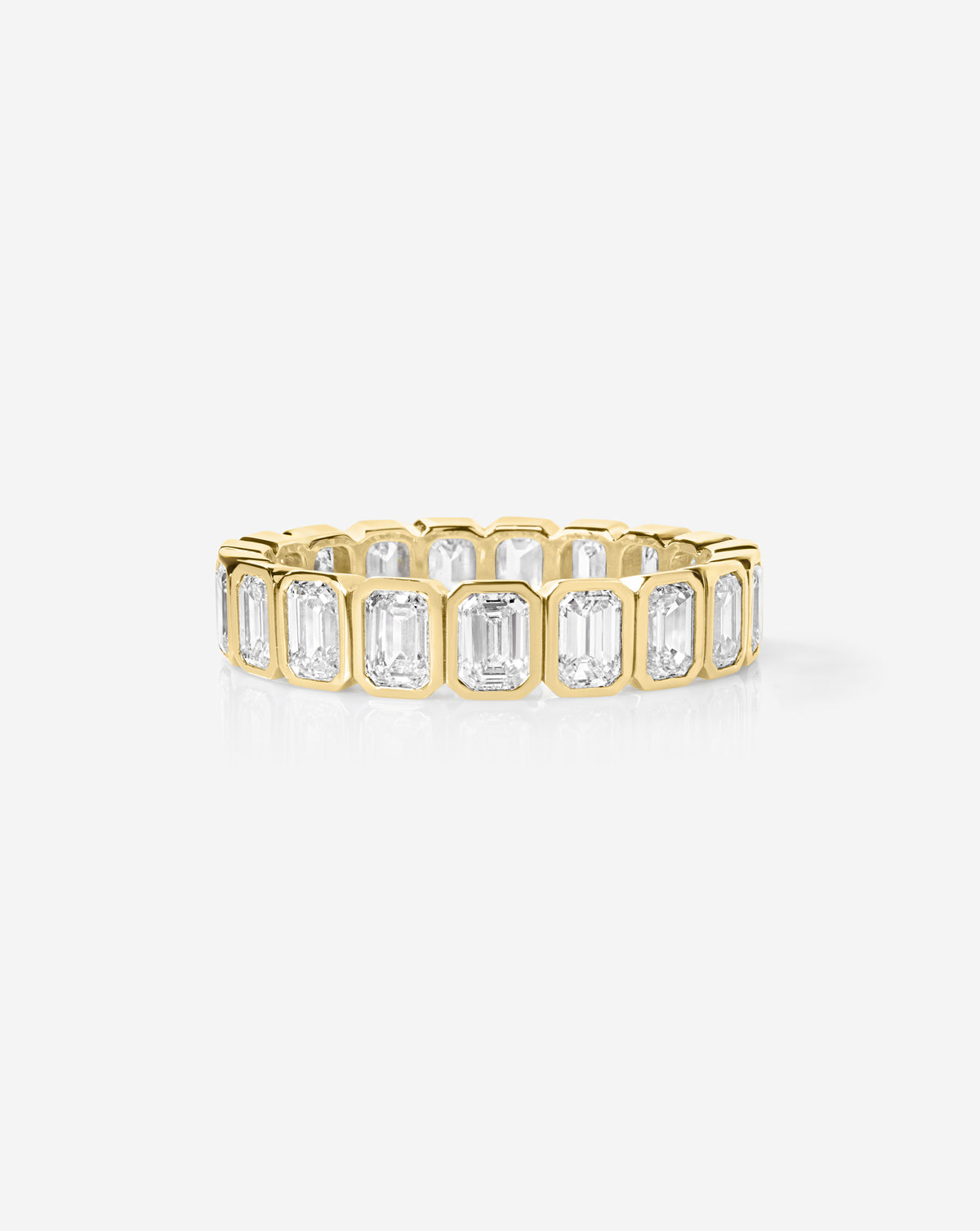 emerald bezel eternity on white background