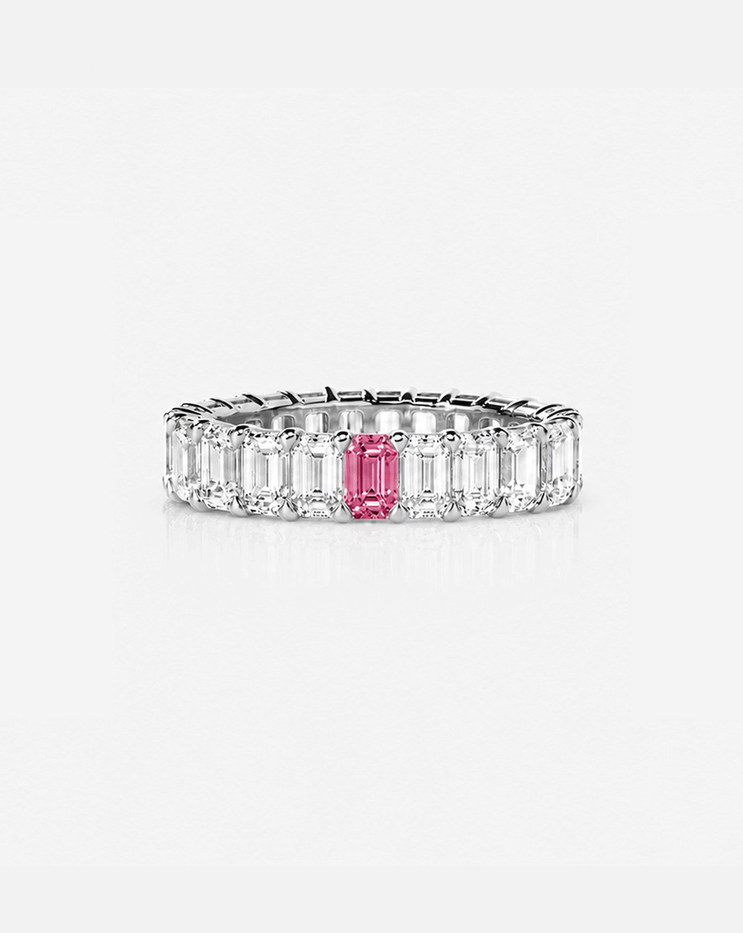 Emerald Diamond and Birthstone Eternity Band gif Platinum global