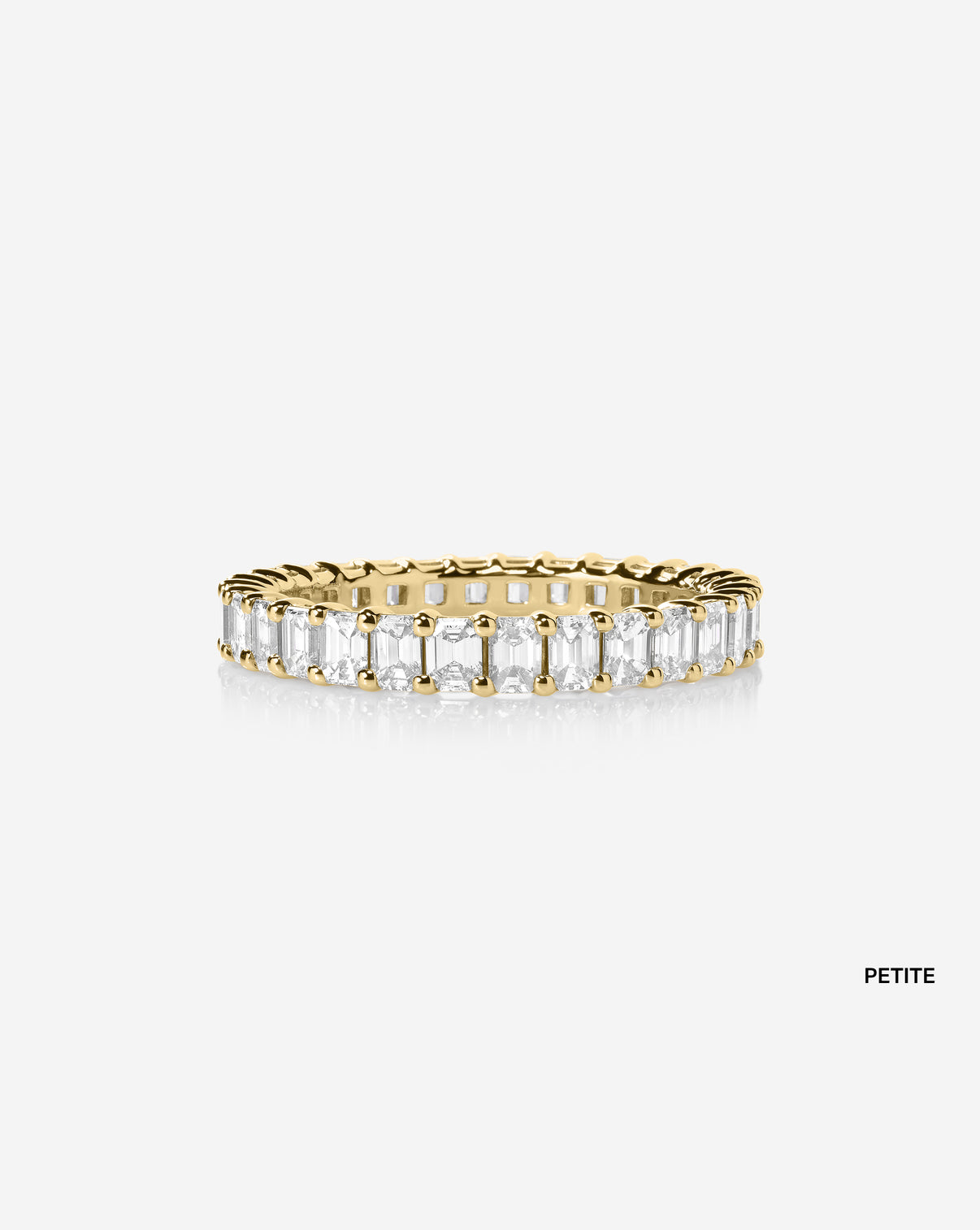 petite wedding band against white background 14k Yellow Gold