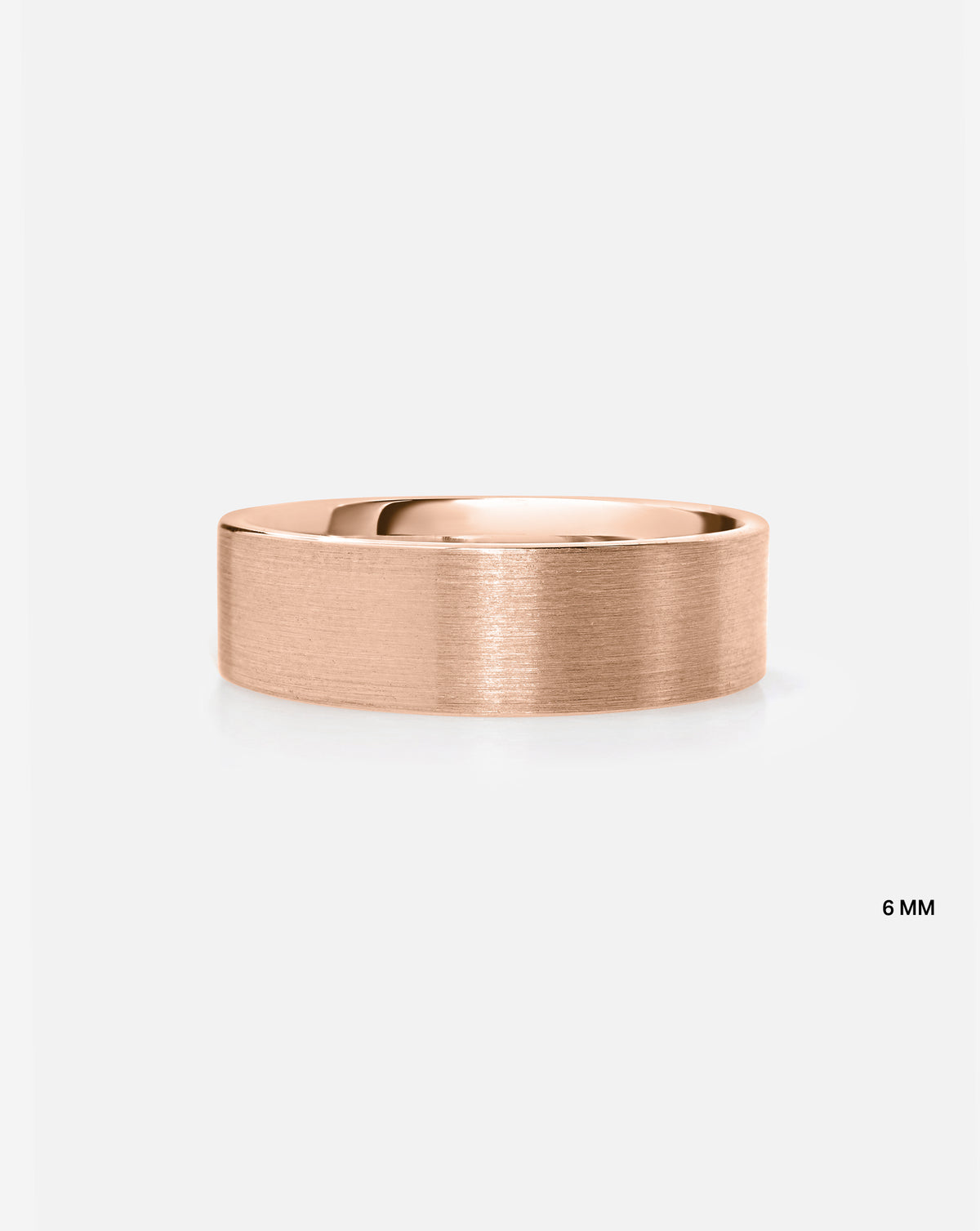 6 mm Satin Flat Wedding Band in 14k Rose Gold on white background