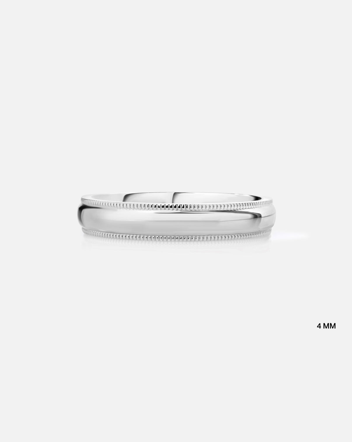 4mm platinum milgrain comfort fit on white background labeled image