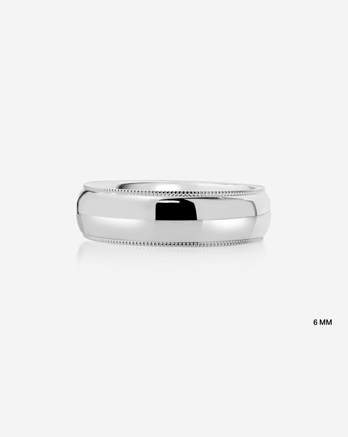 6mm platinum milgrain comfort fit on white background labeled image