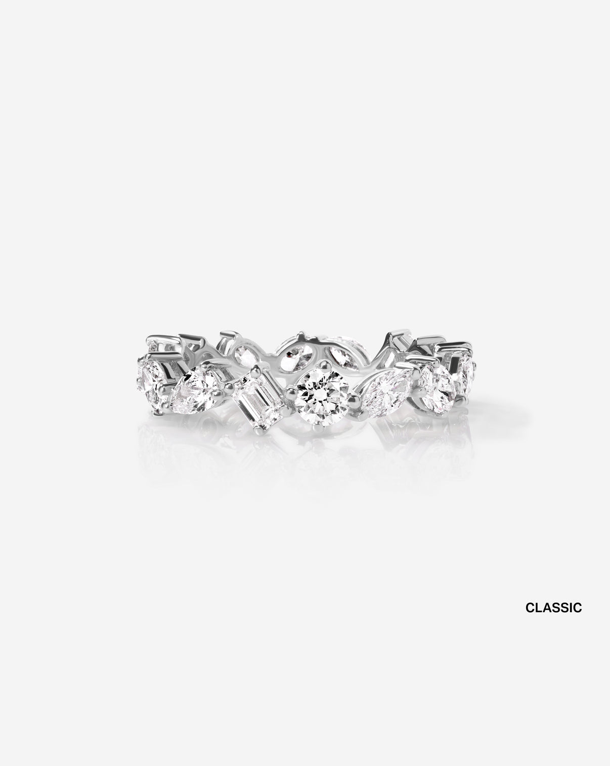 Mixed Shape Eternity Band classic
platinum front view