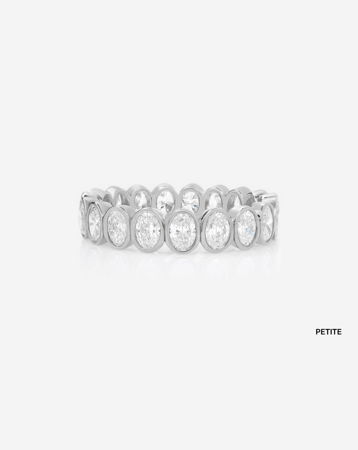 petite oval bezel on white background platinum 