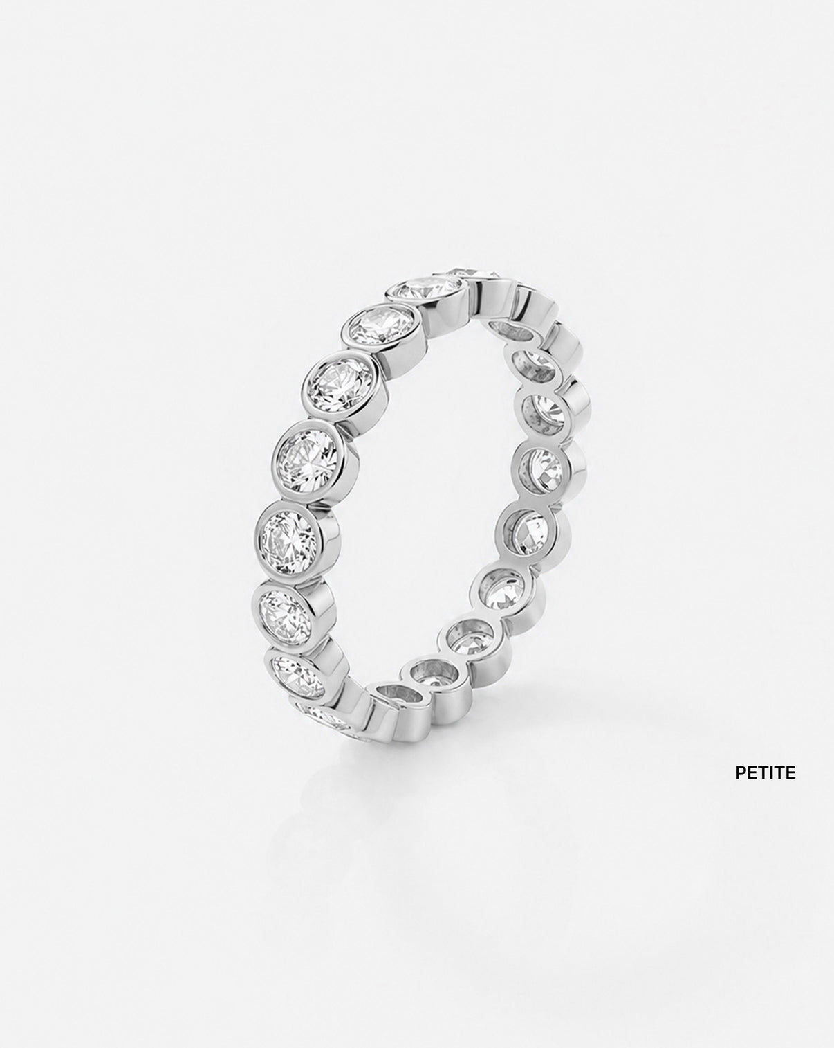 petite oval bezel on white background platinum side view