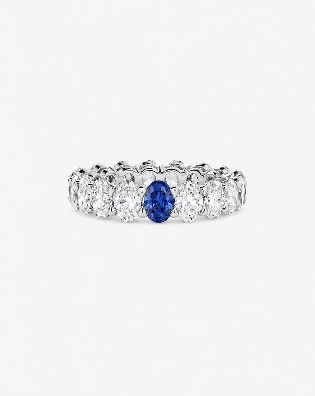 Oval Diamond and Birthstone Eternity Band gif Platinum global