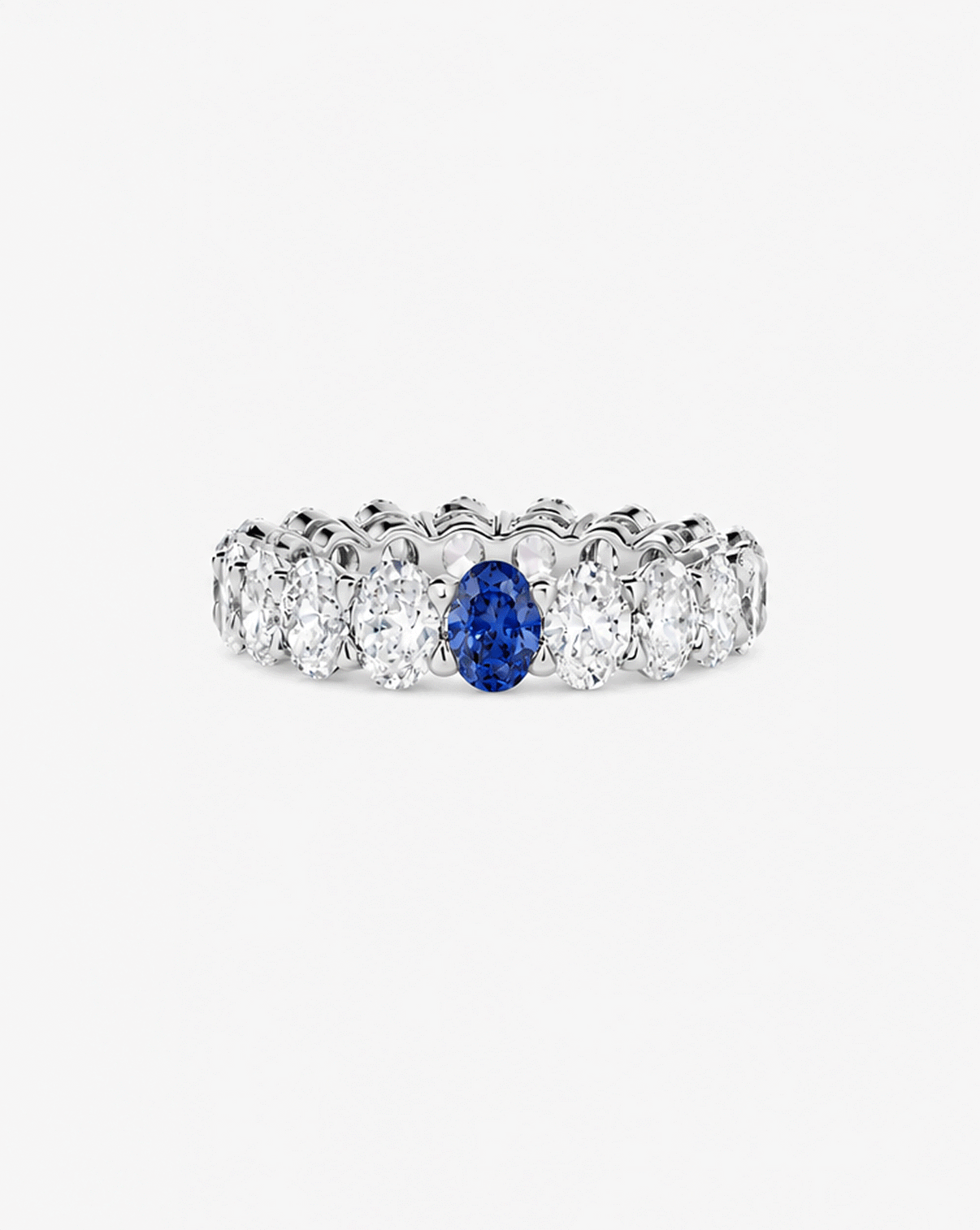 Oval Diamond and Birthstone Eternity Band gif Platinum global