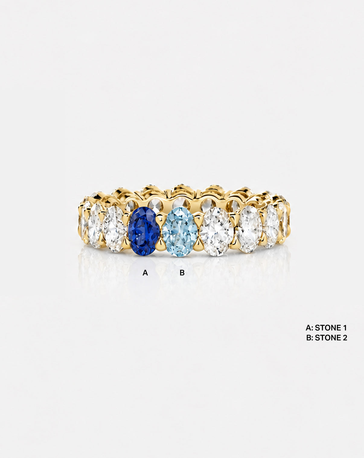 Oval Diamond and Birthstone Eternity Band with 2 birthstone