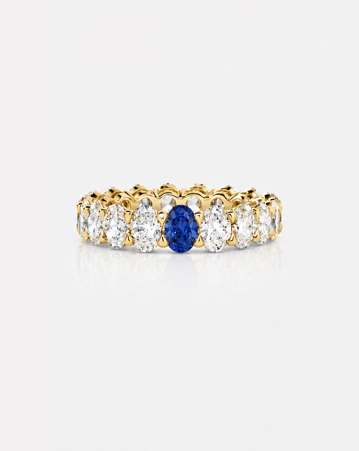 Oval Diamond and Birthstone Eternity Band 14k yellow gold with 1 birthstone