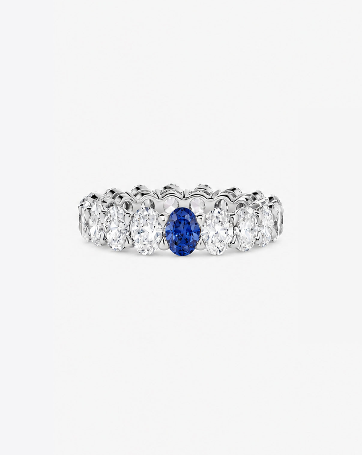Oval Diamond and Birthstone Eternity Band platinum with 1 birthstone