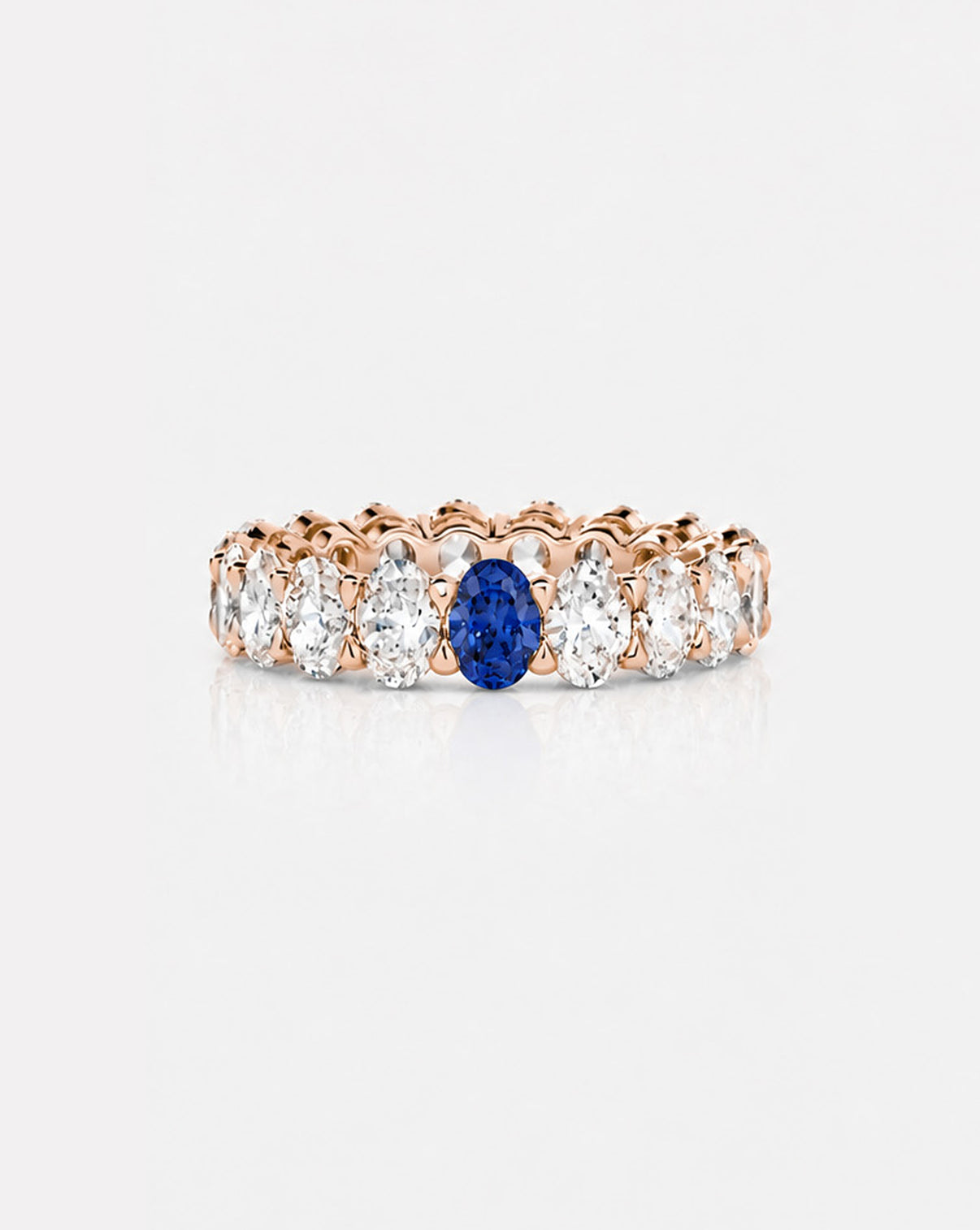 Oval Diamond and Birthstone Eternity Band 14k rose gold with 1 birthstone