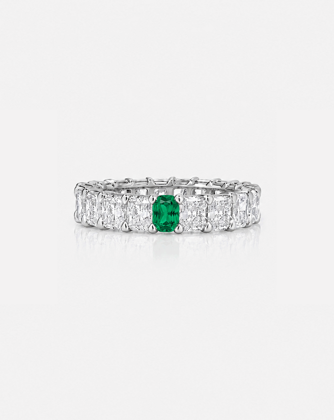 Radiant Diamond and Birthstone Eternity Band gif Platinum global