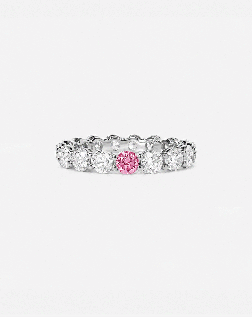 Round Diamond and Birthstone Eternity Band gif Platinum global