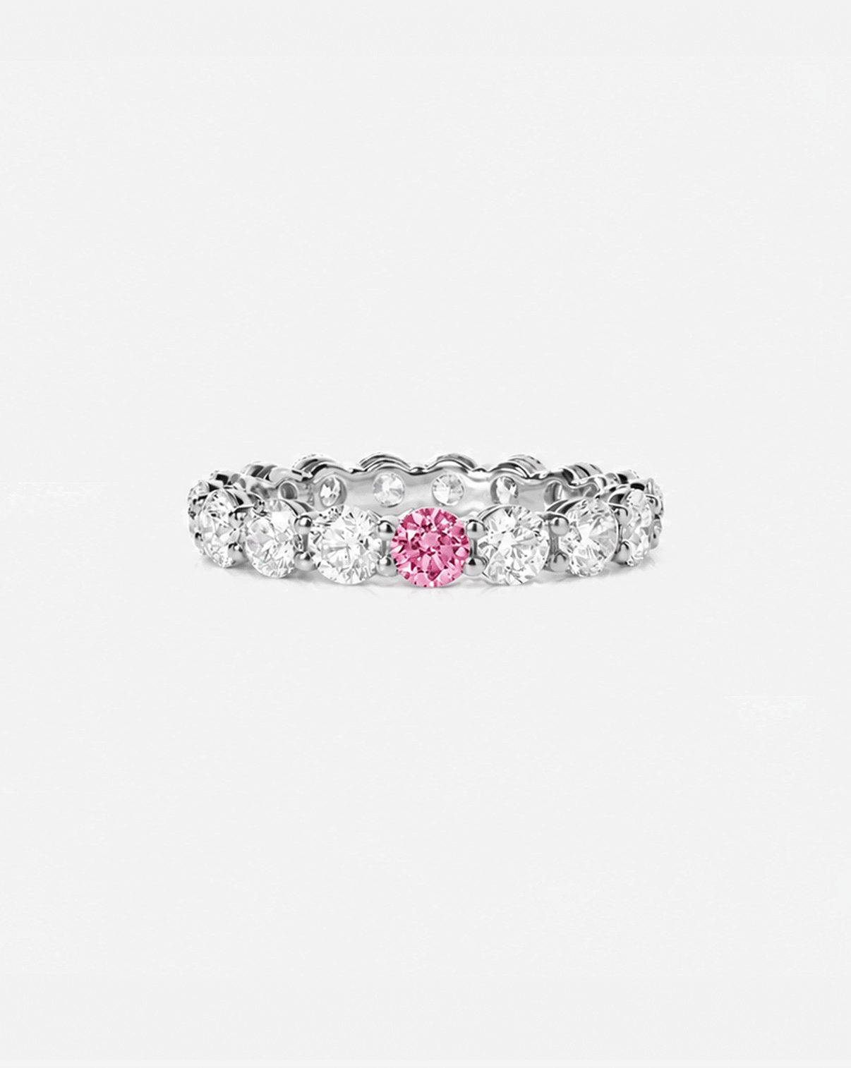 Round Diamond and Birthstone Eternity Band gif Platinum global