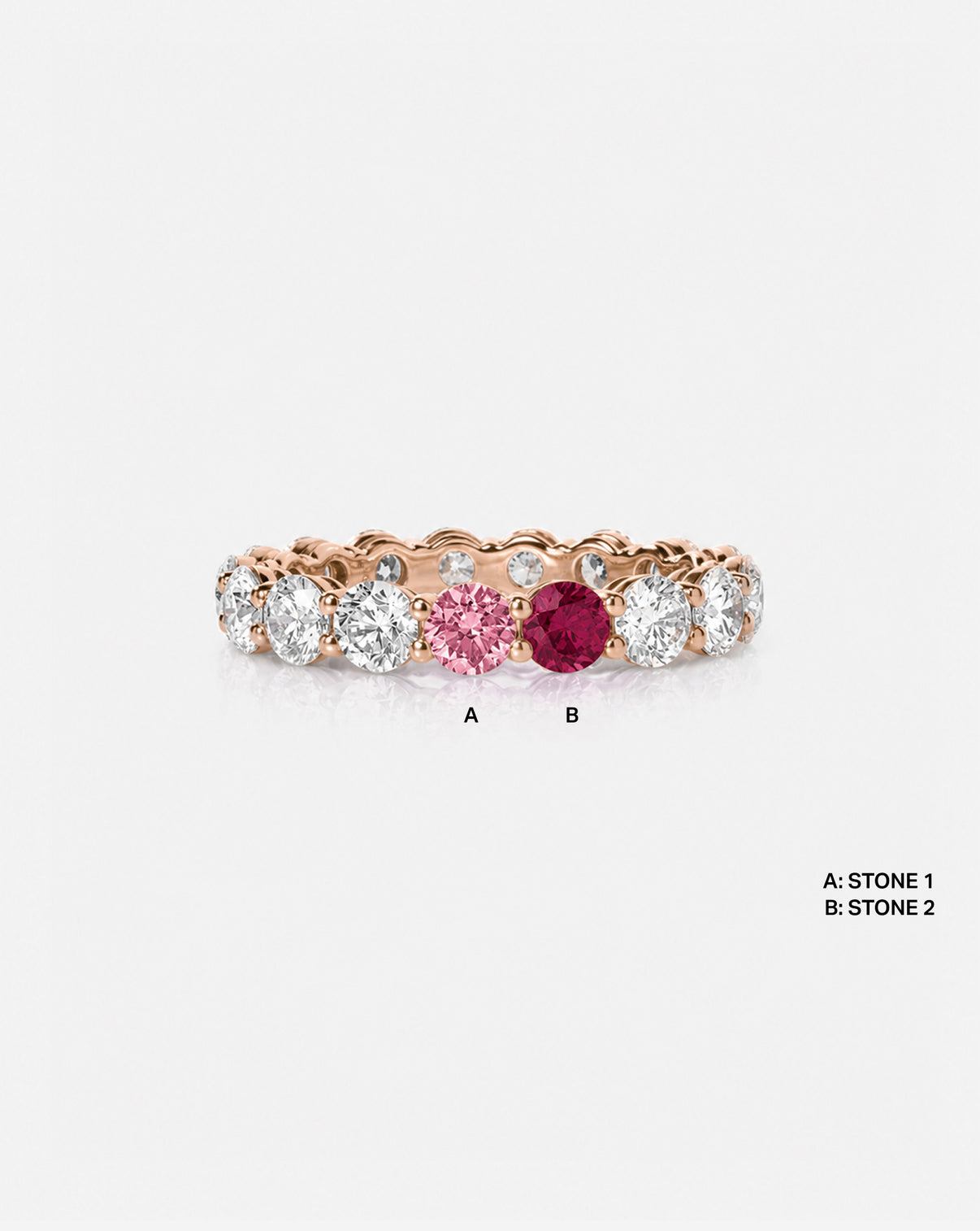 Round Diamond and Birthstone Eternity Band in with 2 birthstone