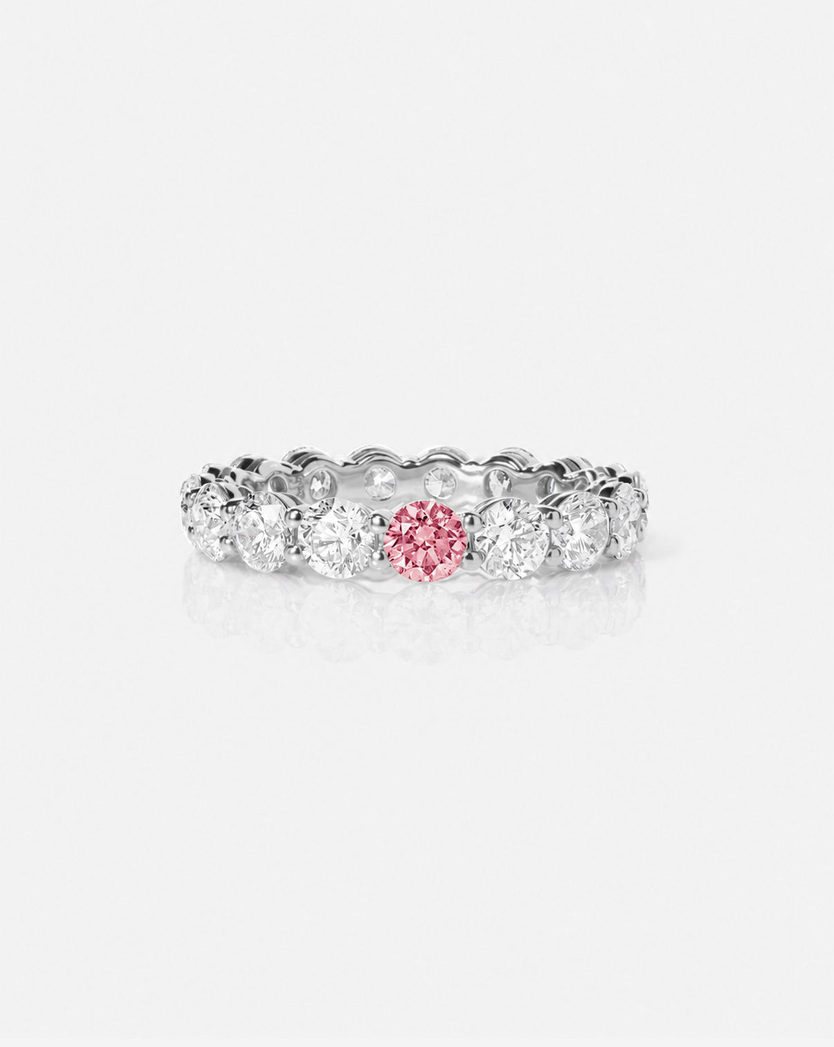 Round Diamond and Birthstone Eternity Band platinum with 1 birthstone