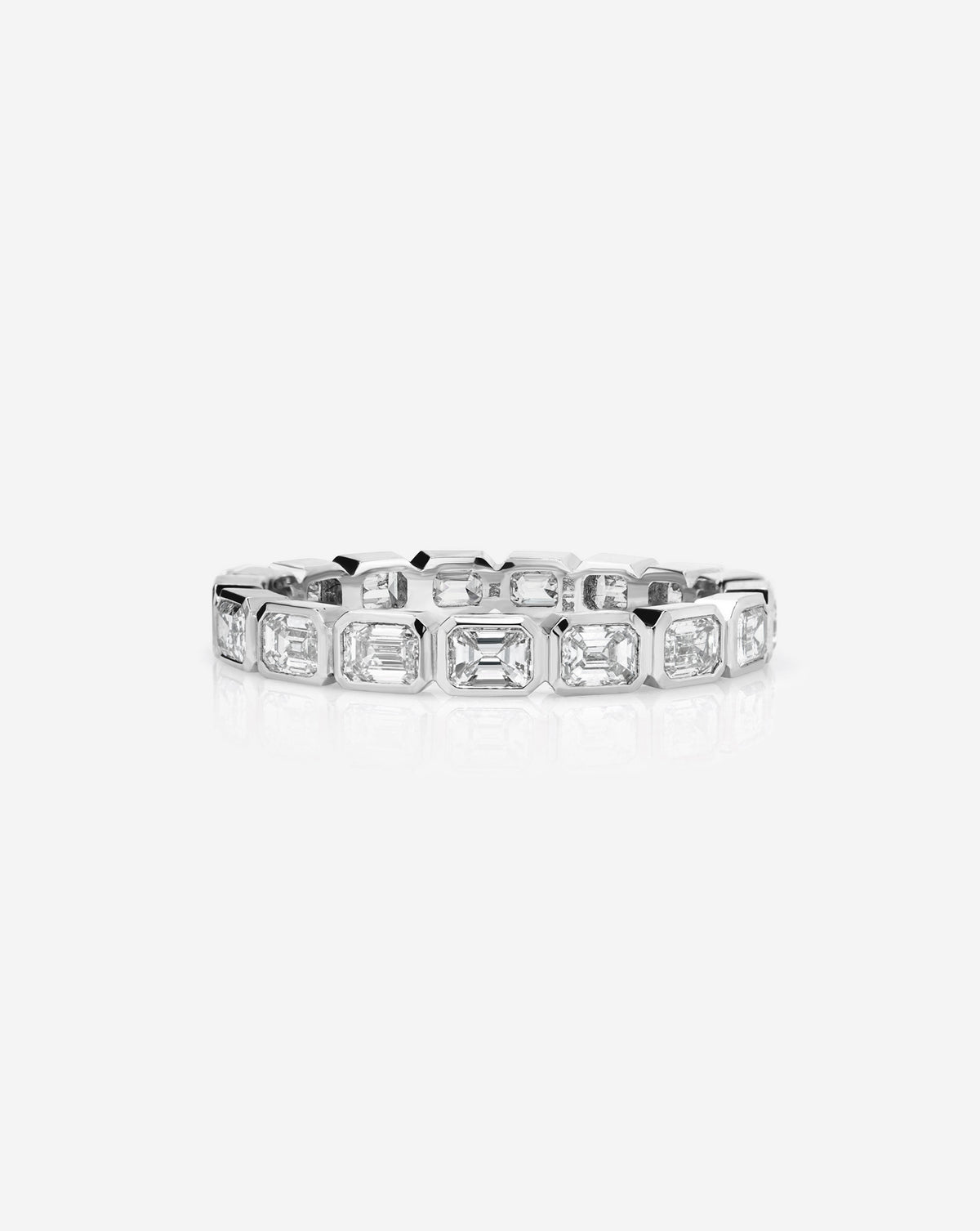 Bridal Wedding Bands platinum Sideways Mini Emerald Bezel Eternity Band