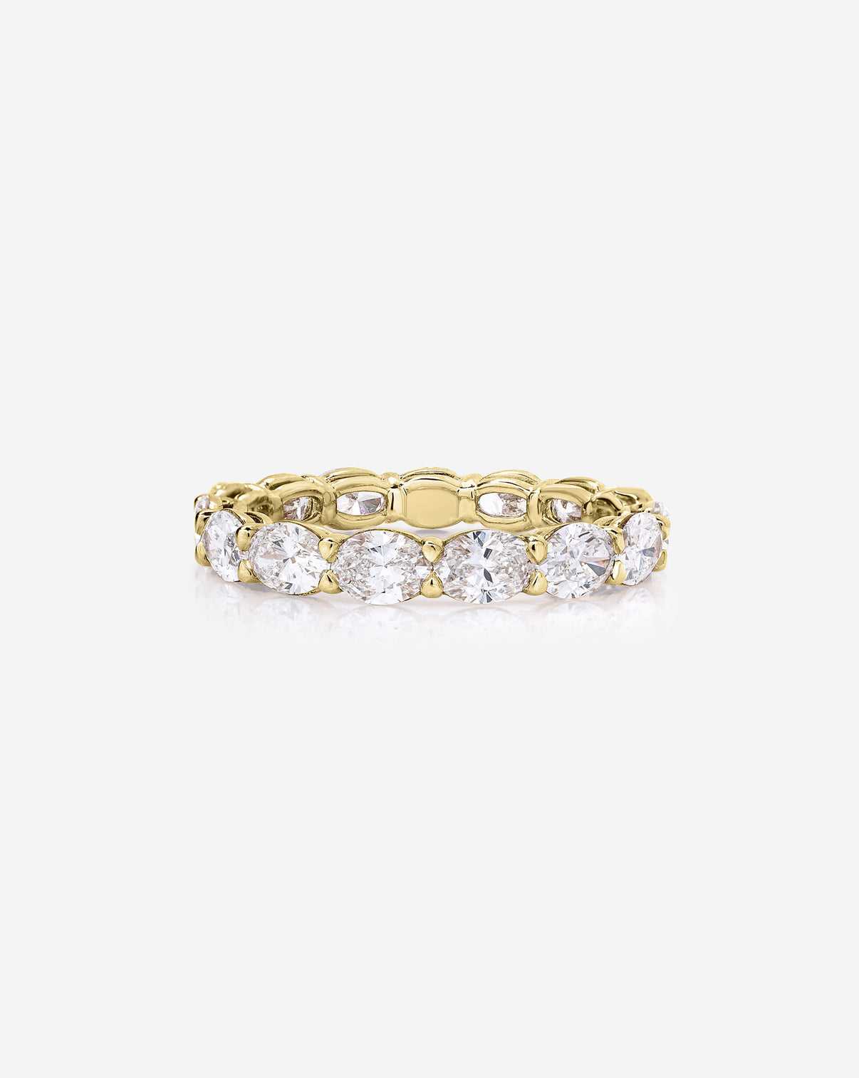 Bridal Wedding Bands 14k Yellow Gold / 3 Sideways Oval Eternity Band
