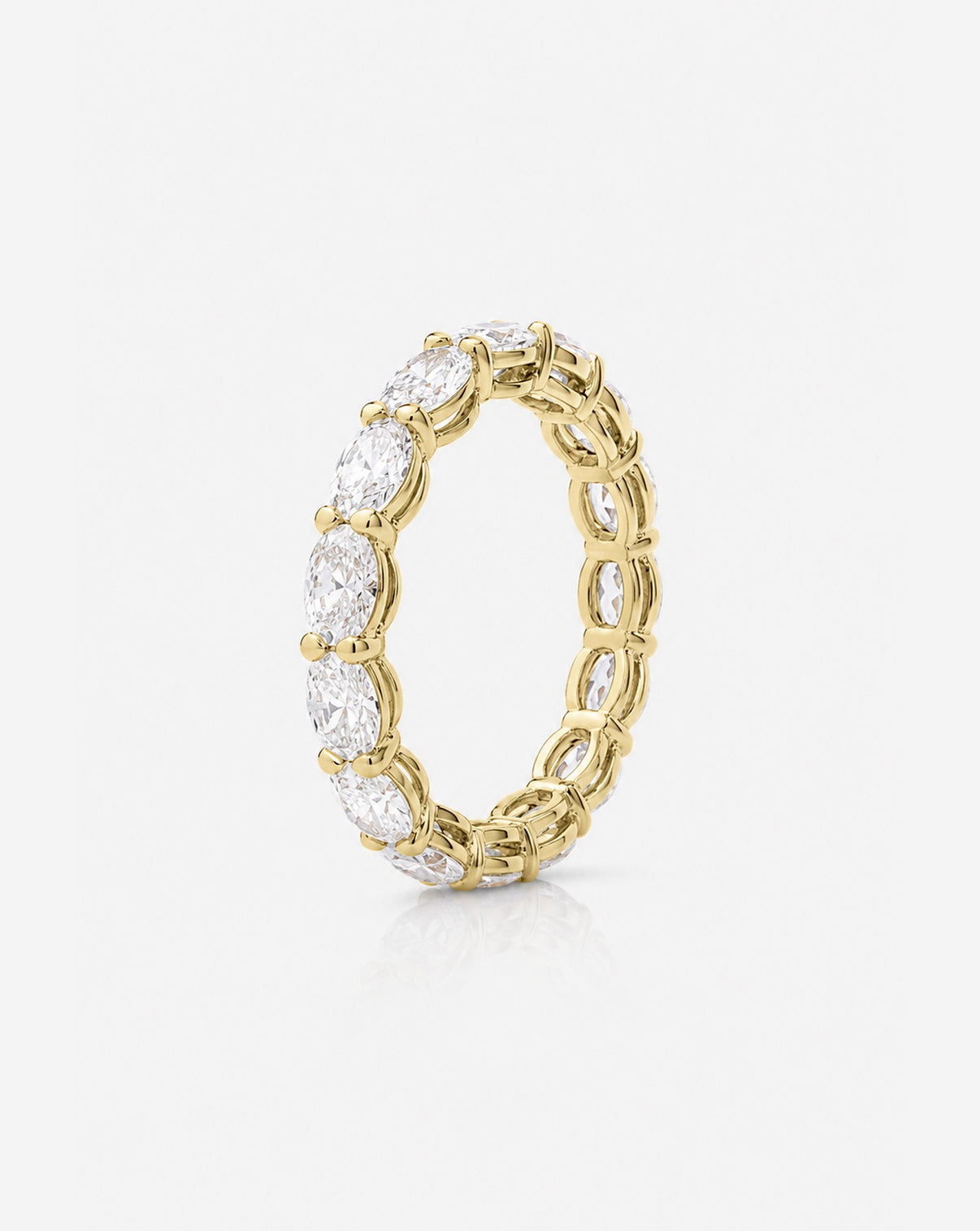 Bridal Wedding Bands 14k Yellow Gold / 3 Sideways Oval Eternity Band SIDE VIEW
