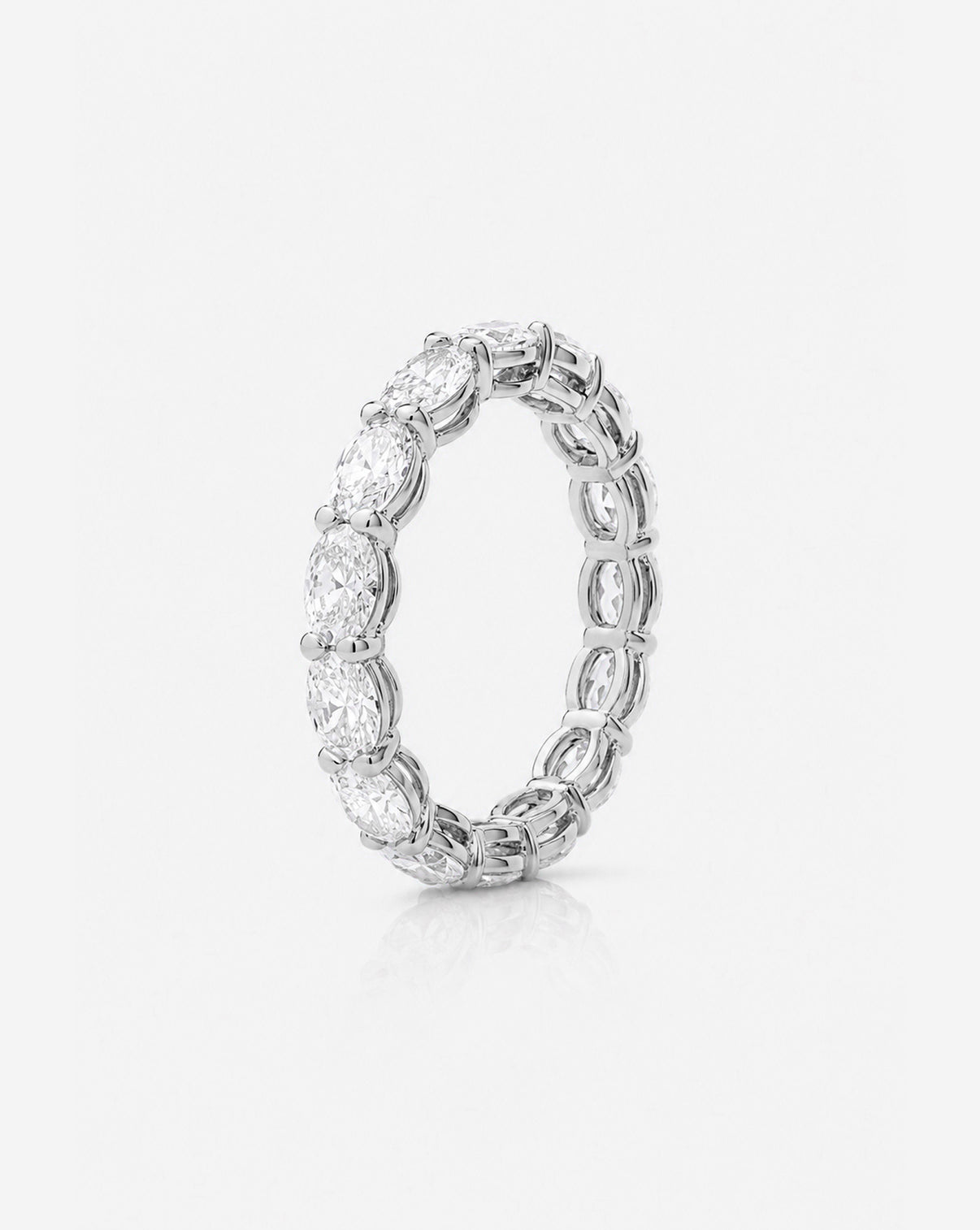 Bridal Wedding Bands Platinum / 3 Sideways Oval Eternity Band SIDE VIEW
