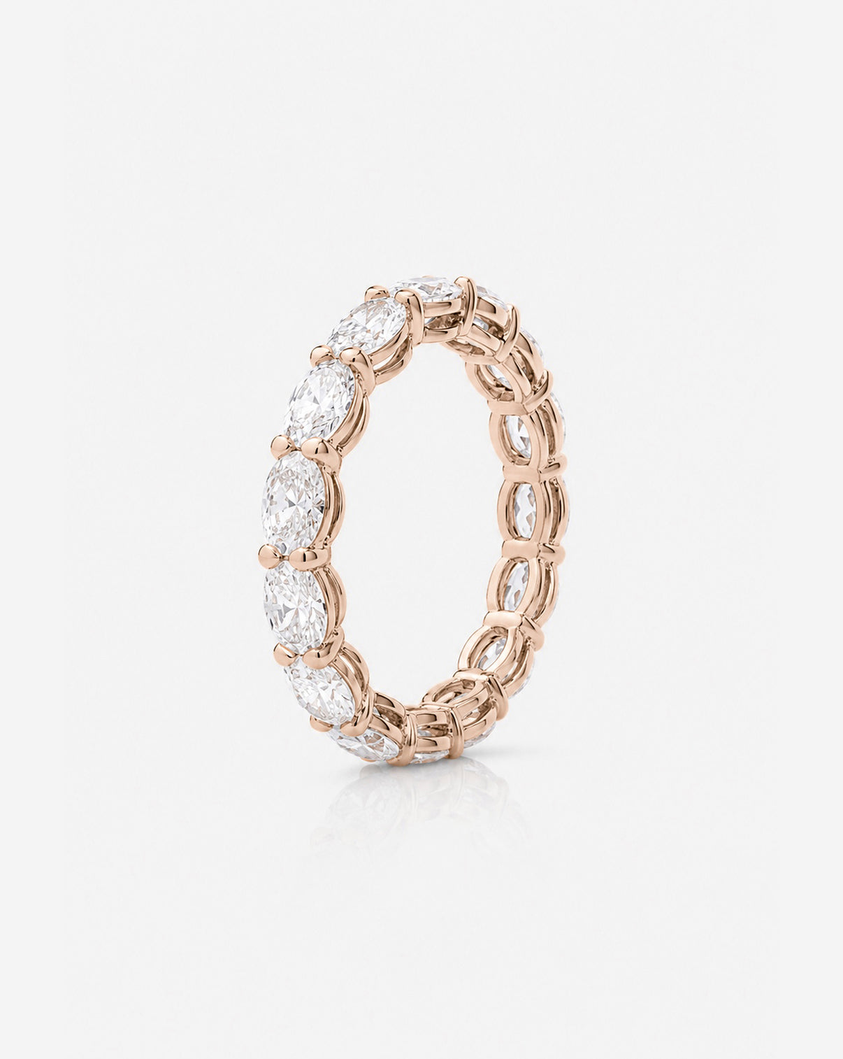 Bridal Wedding Bands 14k Rose Gold / 3 Sideways Oval Eternity Band SIDE VIEW